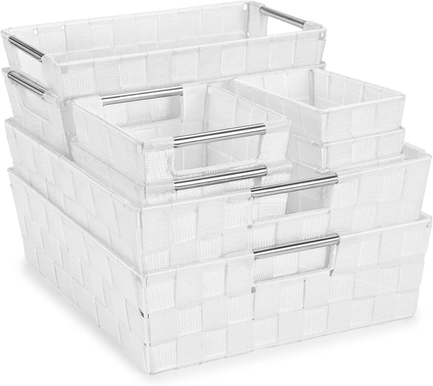 Special Set of 3 Large Woven Storage Baskets, Mesh Hand-Woven Organizing Baskets, Fabric Storage Bins for Linen - Image 7
