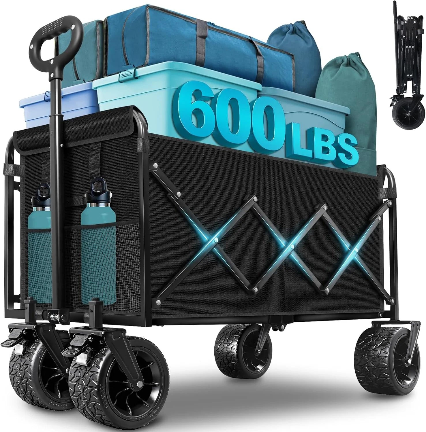 Special Collapsible Wagon Cart with Wheels Foldable, 360 Lbs Heavy Duty Folding Utility Wagon - Image 3