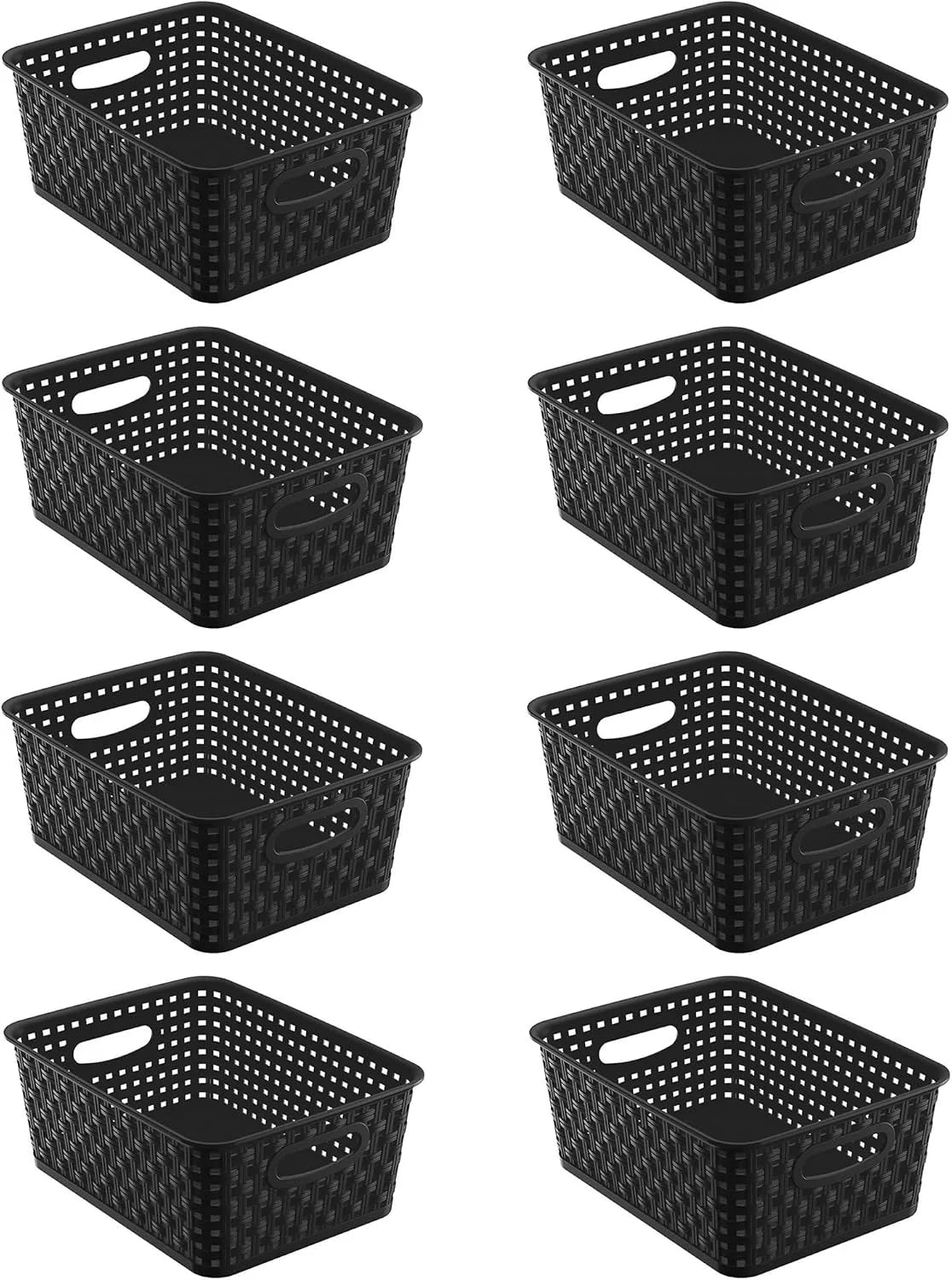 Special Black Storage Baskets, Plastic Woven Organizer Baskets, Stackable Shelf Baskets for Closet, Pantry - Image 2