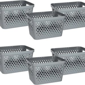 Special Plastic Baskets for Organizing, Set of 6, Pantry Storage for Under Counter, Linen Closet, and Bathroom, Nesting