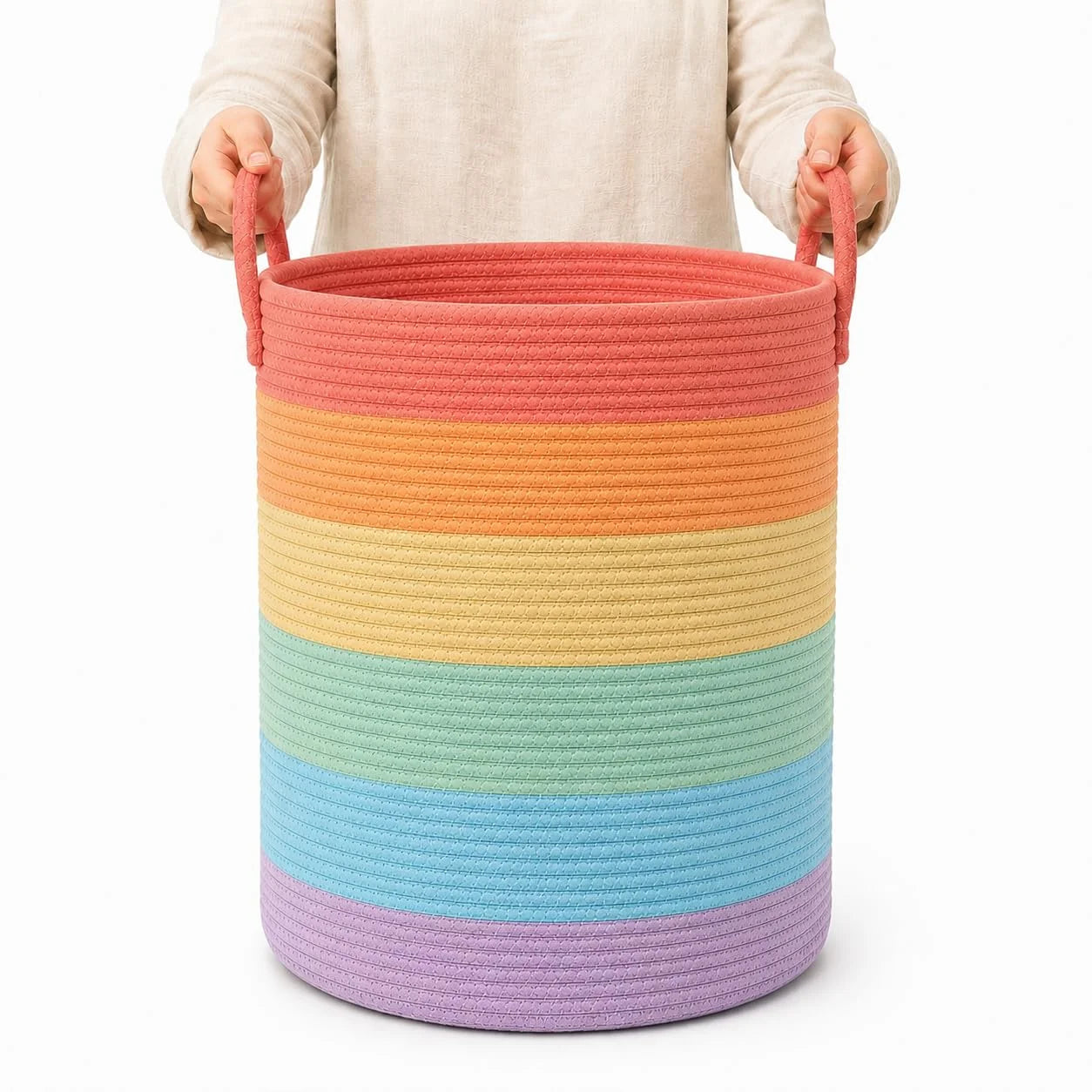 Special OrganiHaus Round Toy Basket & Blanket Basket, Cotton Rope 20×13, Full Honey, Round Cotton Rope Basket, 20×13 - Image 28