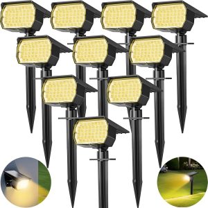 Special Solar Spot Lights Outdoor 10 Pack, [46 LED/3 Modes] Solar Landscape Spotlights Waterproof