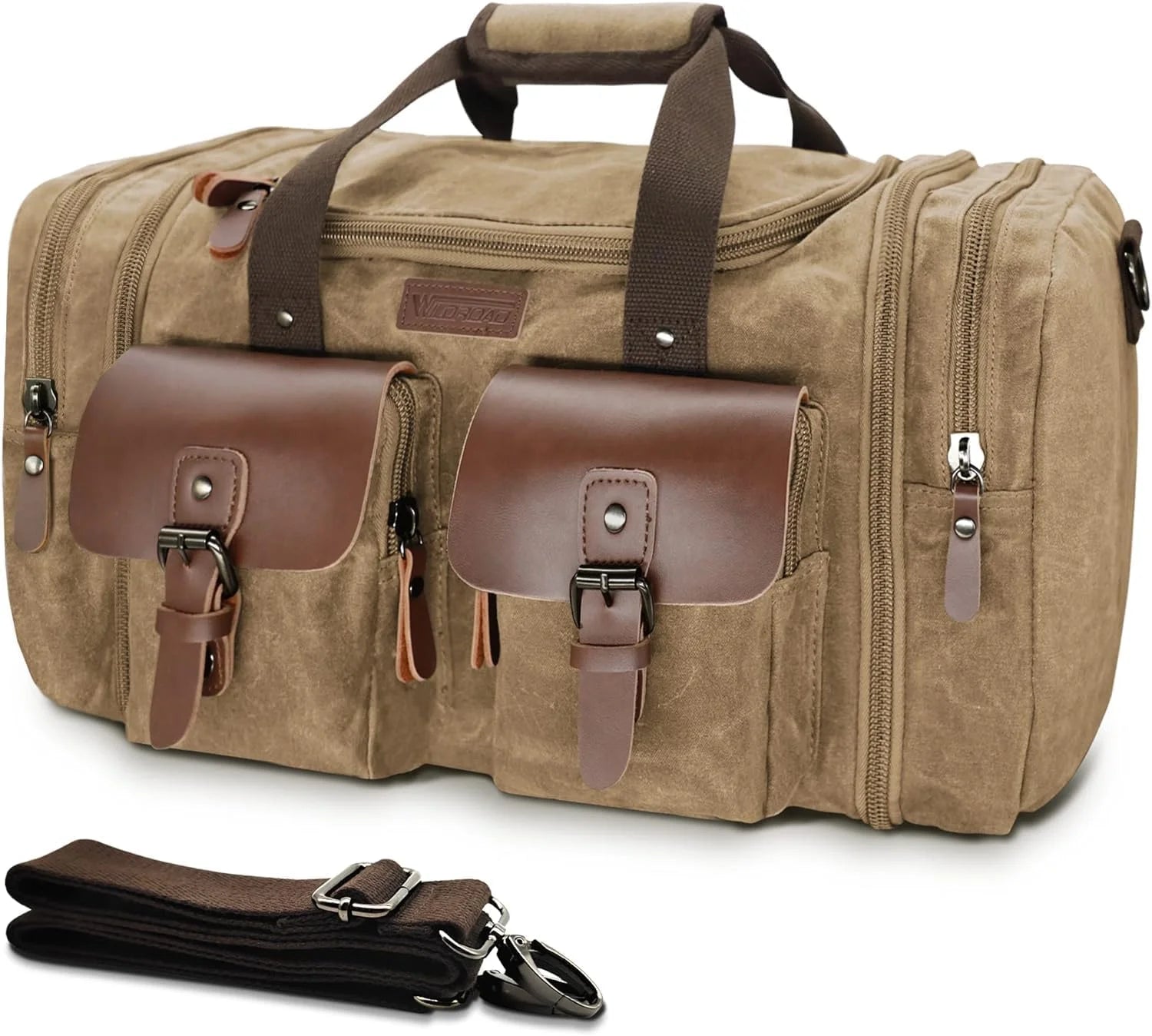 Special Wildroad Waxed Canvas Duffle Bag ” 50L Waterproof Weekender Overnight Travel Bag - Image 17