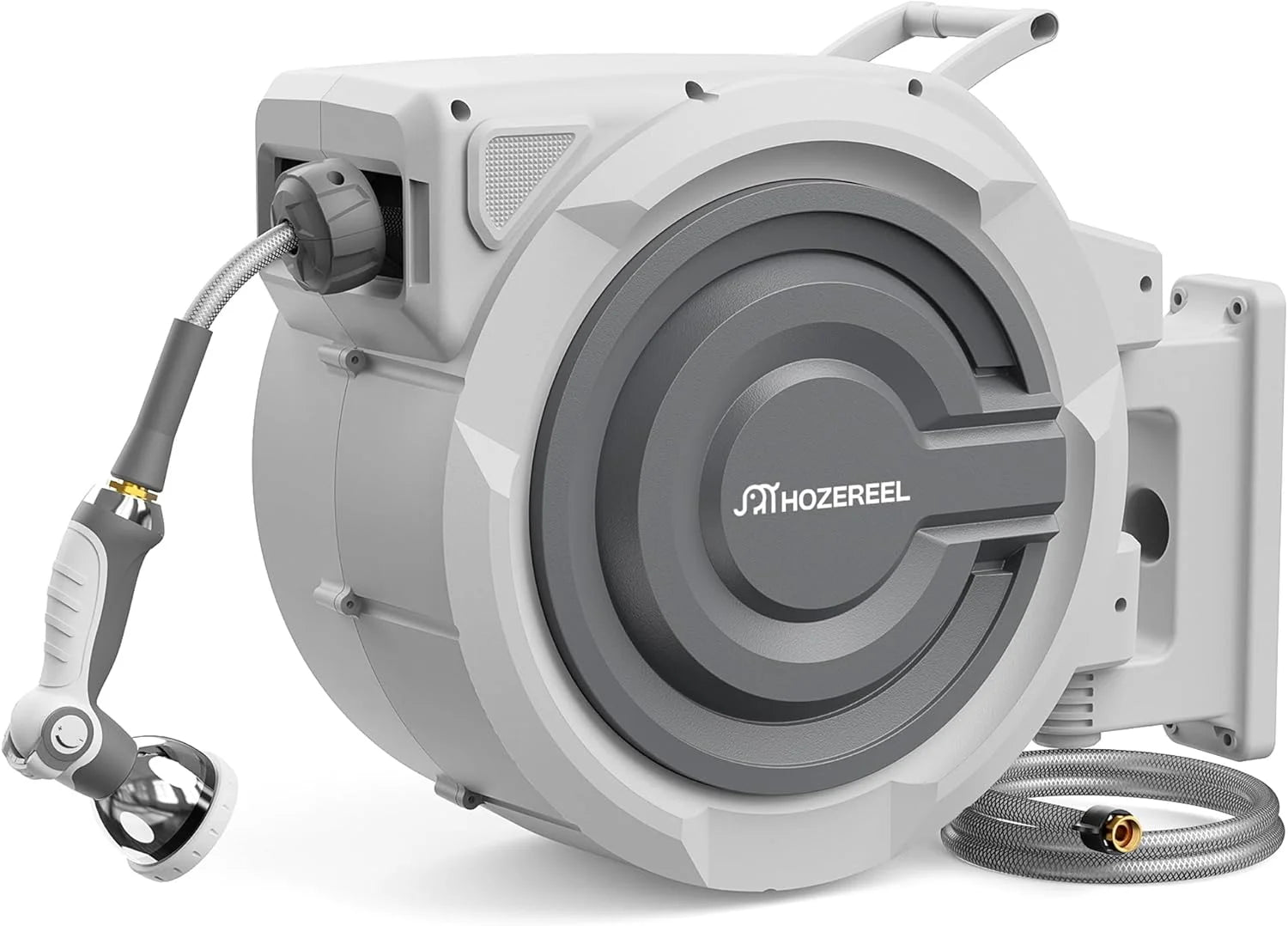 Special HOZEREEL Retractable Garden Hose Reel 1/2x 110ft, UV Resistant Hose Reels, Any Length Lock 180° Swivel