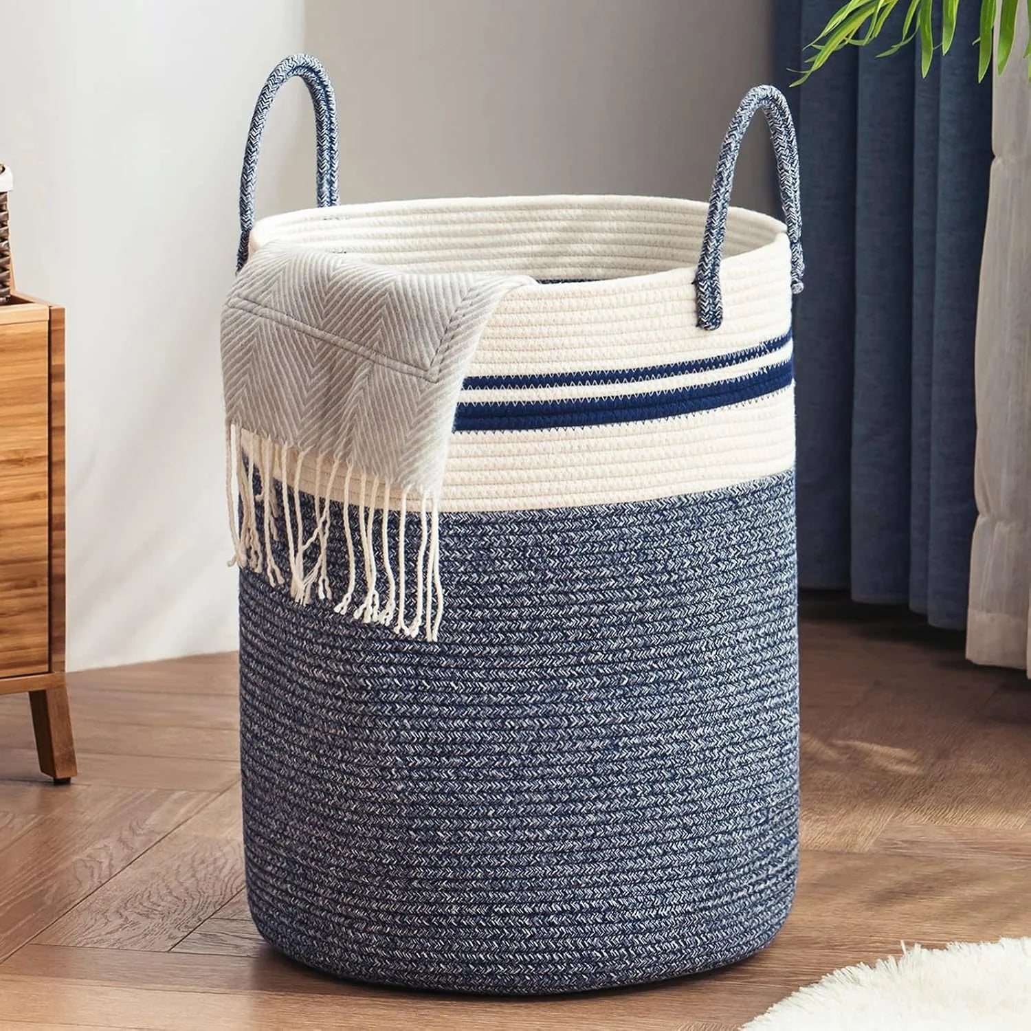 Special YOUDENOVA Jute Rope Laundry Hamper Basket, 58L Blanket Basket for Nursery, Large Woven Laundry Hamper with Sturdy - Image 13