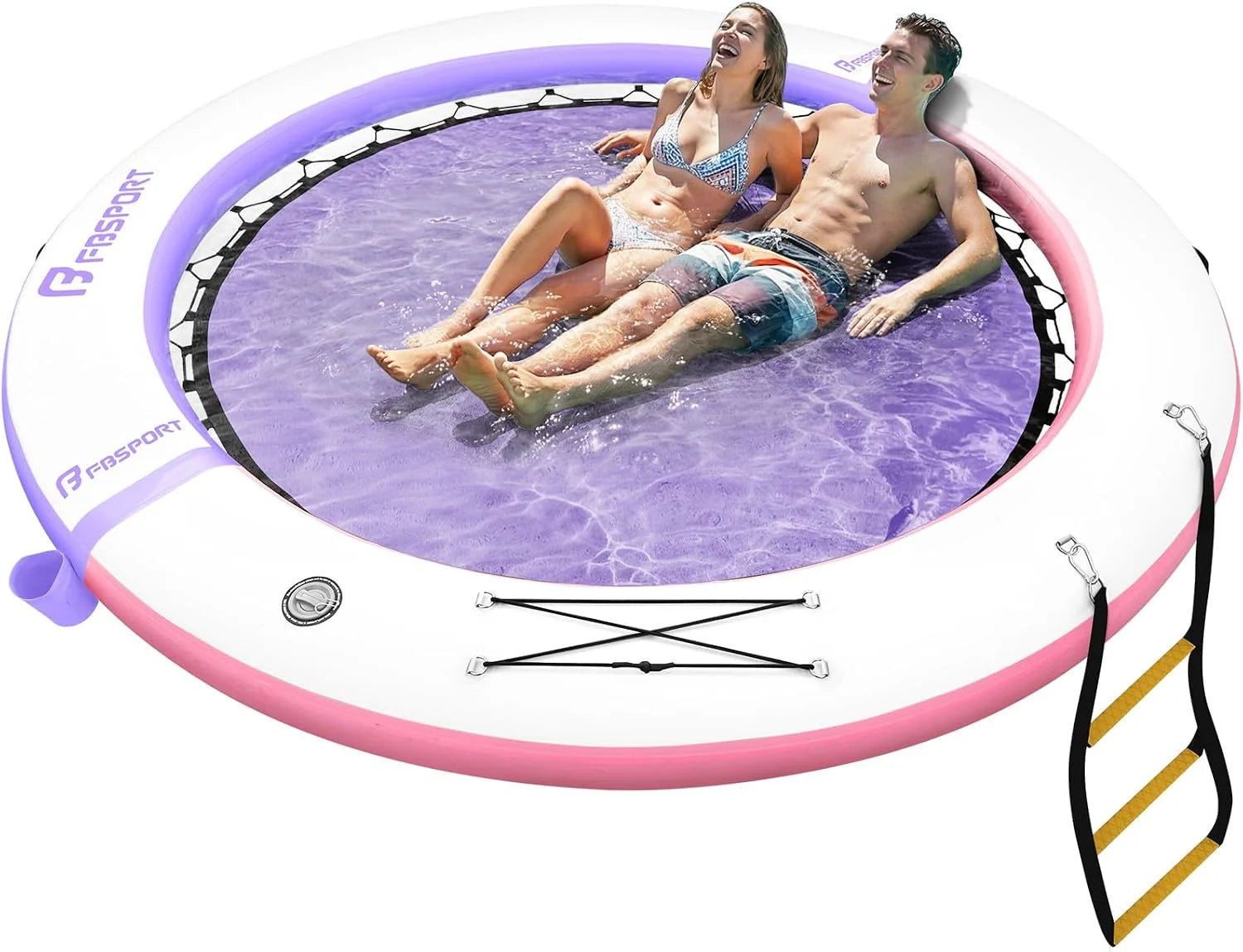 Special Inflatable Water Hammock Round Floating Ring, 10/8/6ft Inflatable Dock Floating Platform for Lake W/Cupholder - Image 8