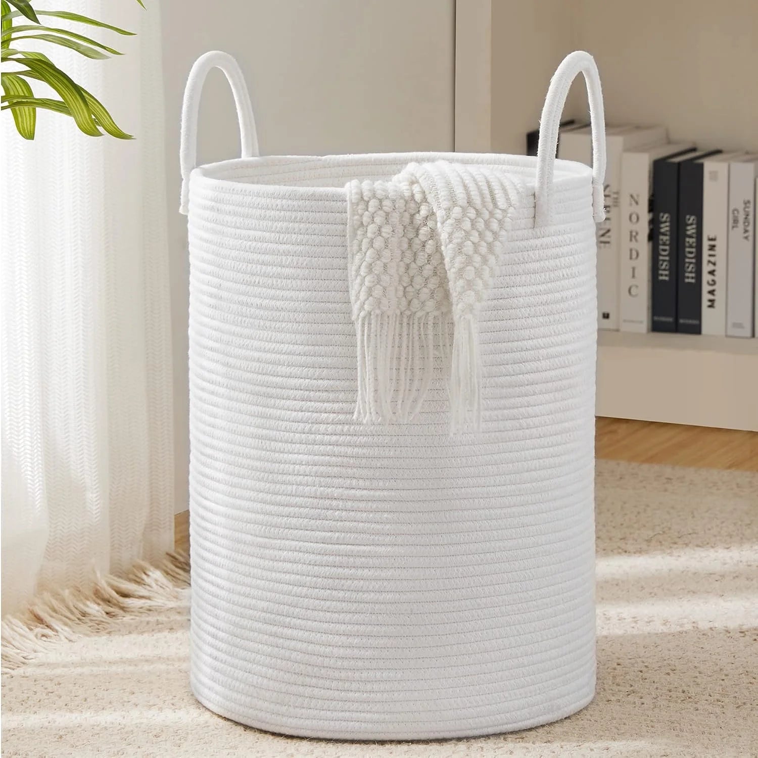 Special YOUDENOVA Jute Rope Laundry Hamper Basket, 58L Blanket Basket for Nursery, Large Woven Laundry Hamper with Sturdy - Image 10