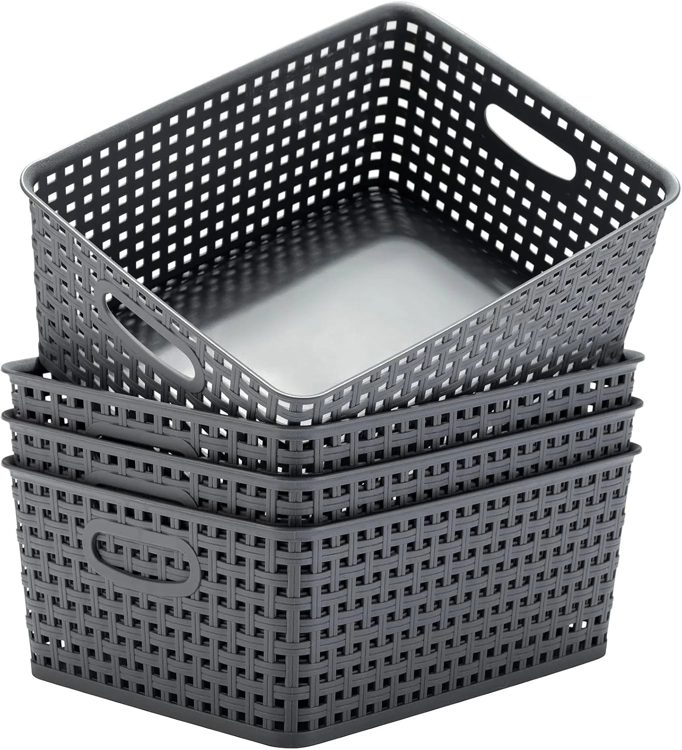 Special Plastic Storage Baskets for Organizing,11X8.5X4.7,Pack of 4 (Grey) - Image 3