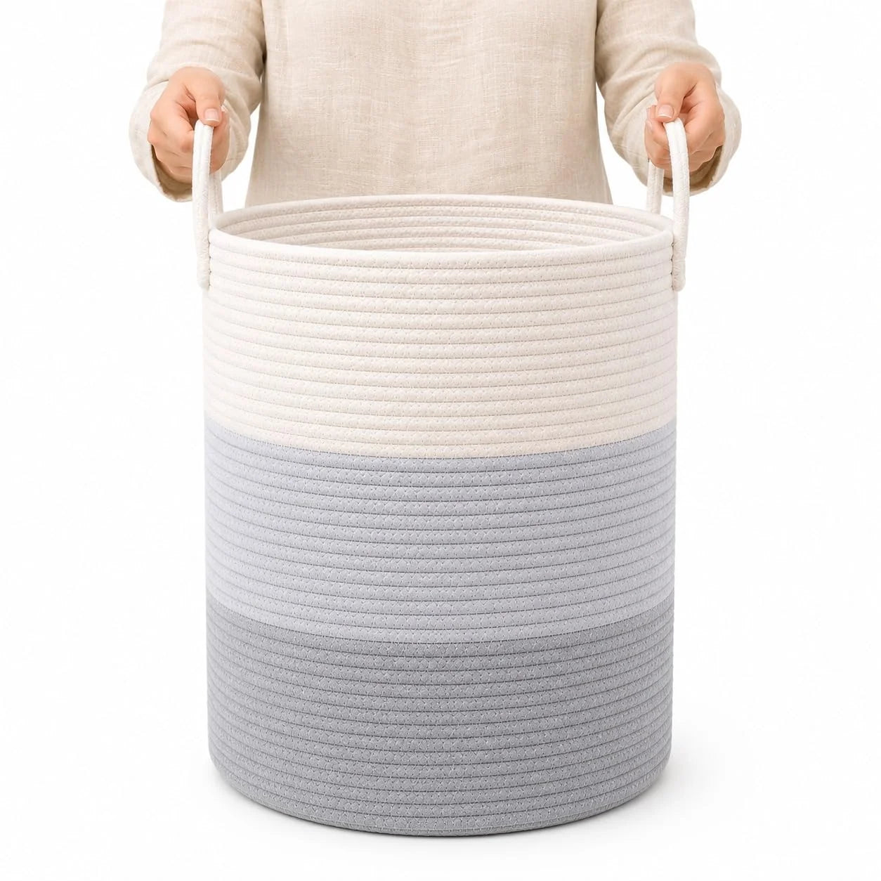 Special OrganiHaus Round Toy Basket & Blanket Basket, Cotton Rope 20×13, Full Honey, Round Cotton Rope Basket, 20×13 - Image 22