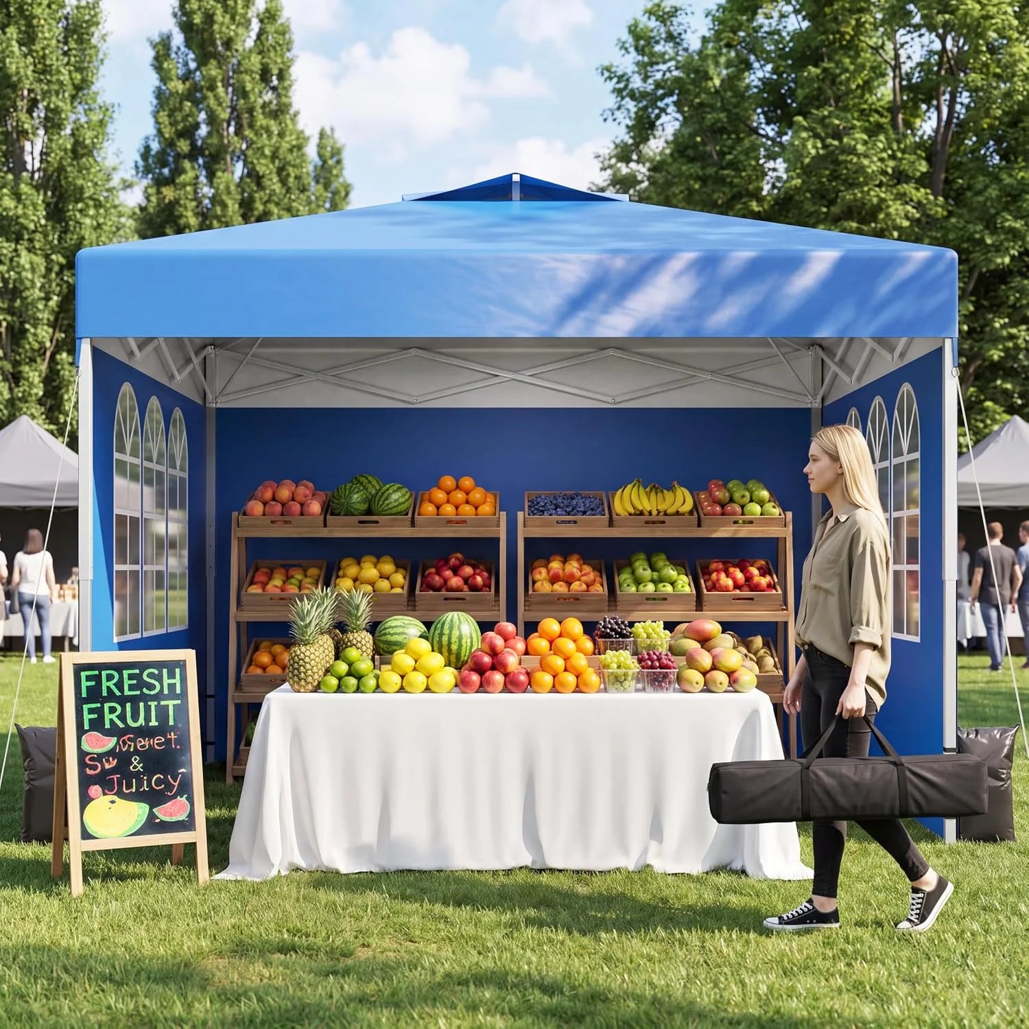 Special Ponevora 10×10 One Push Pop Up Canopy Tent with Vented Roof, White - Image 3