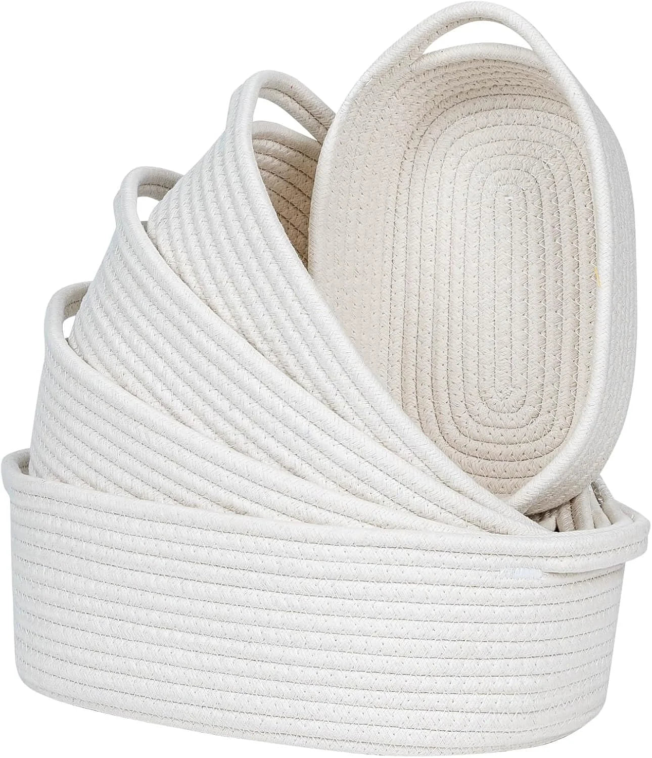Special Storage Basket Cotton Rope Organizer Baskets for Shelves, Set of 5 Decorative Closet Storage Bins - Image 4