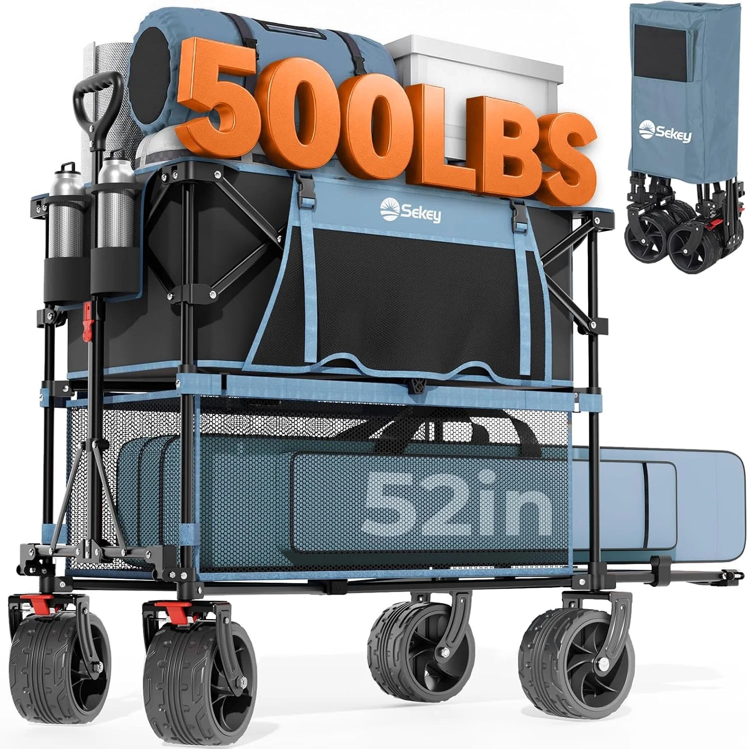 Special Sekey 500LBS Heavy Duty Double Decker Wagon with Extender, 400L Large Capacity Collapsible Garden Cart Fits 10×10 Canopy - Image 4