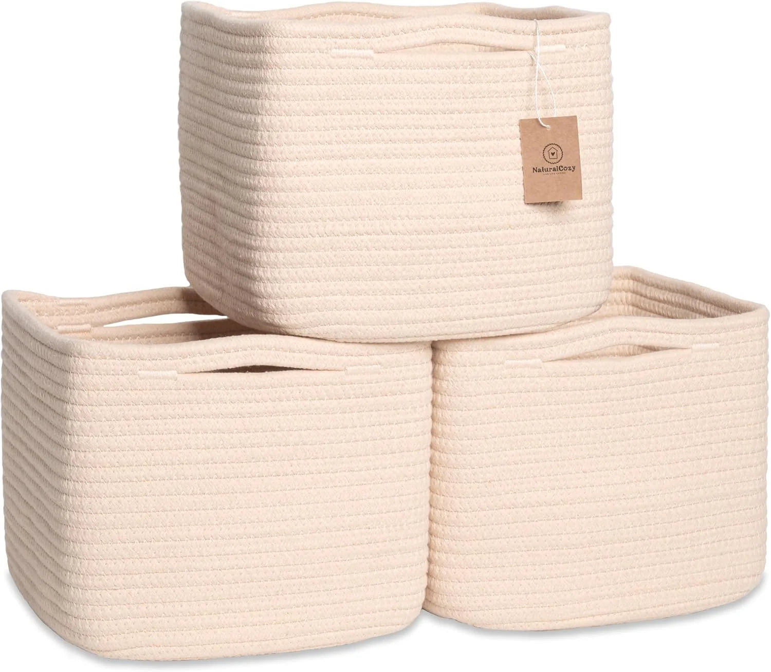 Special NaturalCozy Storage Cubes 9”x9”x7”Cotton Rope Woven Baskets for Organizing 3-Pack, 9 Inch Cube Storage Bin, Small - Image 8