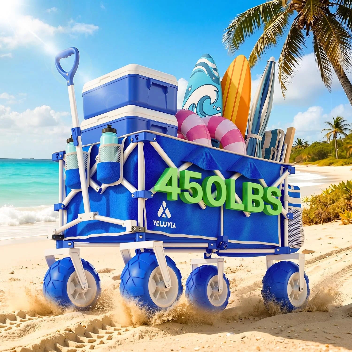 Special Beach Wagon with Big Balloon Wheels for Sand, 450LB Heavy Duty - Image 2