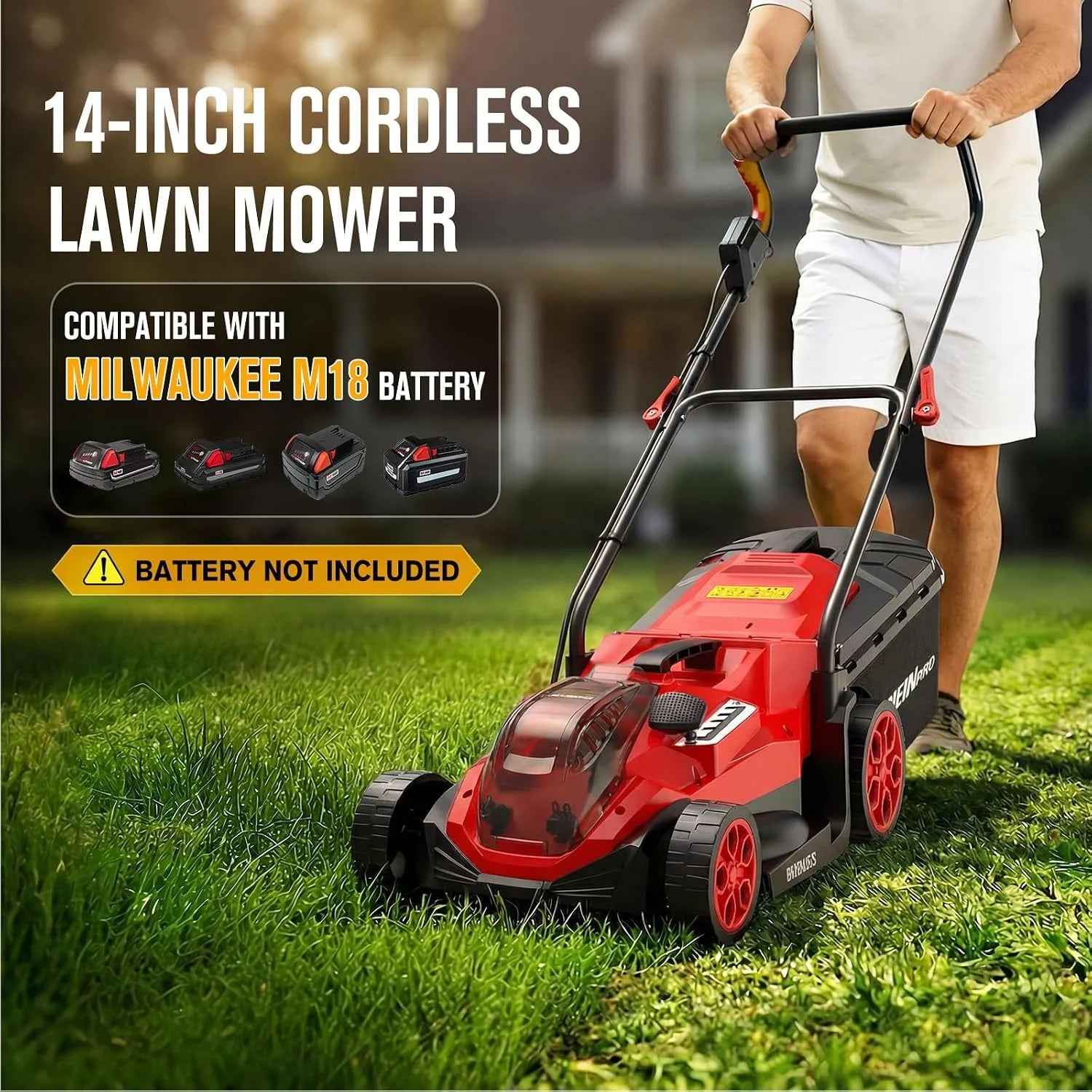 Special 14 Cordless Lawn Mower Compatible with Milwaukee M18 Battery – For Lawn Care - Image 2