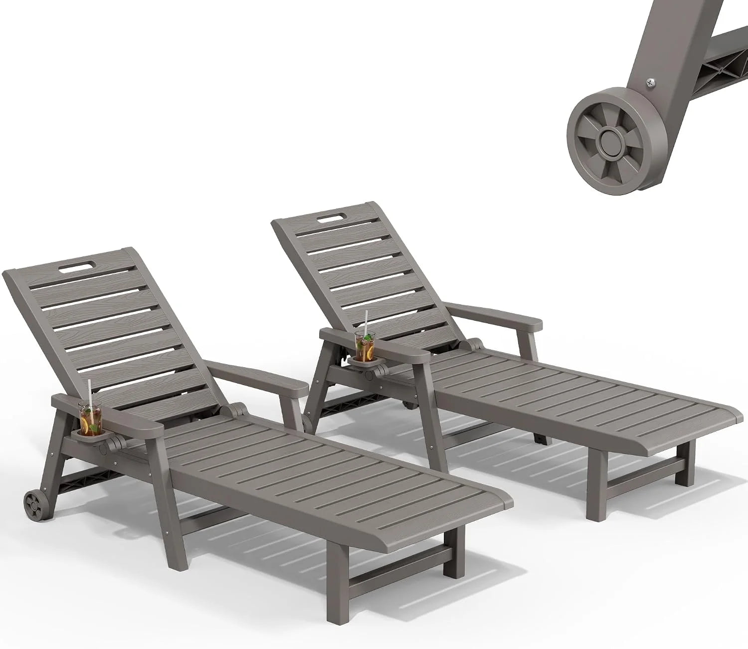 Special Lounge Chair, Pool Lounge Chairs Set of 2, Waterproof Sun Loungers Chair, 5-Positions Adjustable Outdoor Lounge Chairs - Image 3