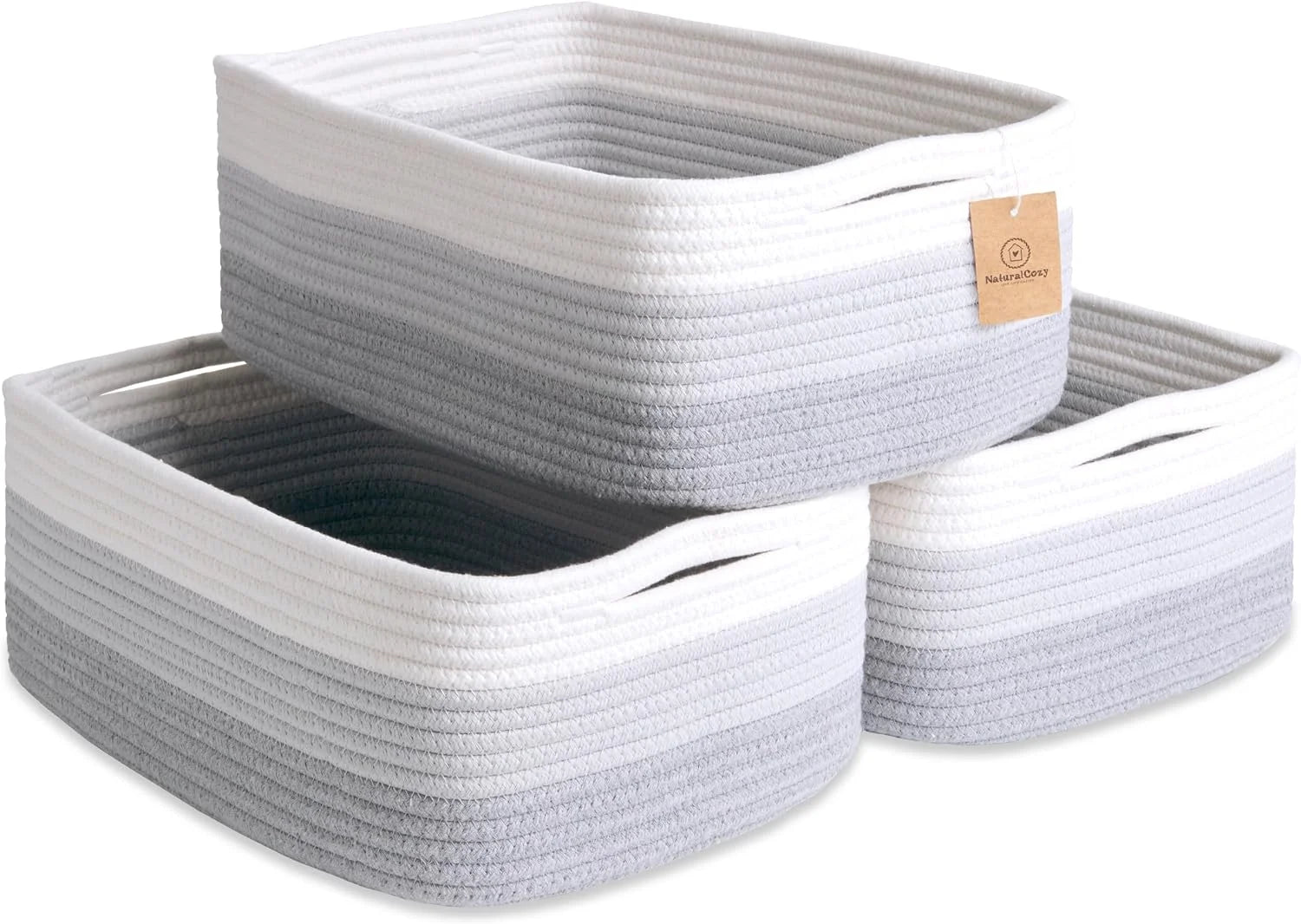 Special Woven Rope Baskets for Organizing, 3 Pack, 15.5 x 11 x 5.5 Storage Bins, Storage baskets and organizer bins - Image 4