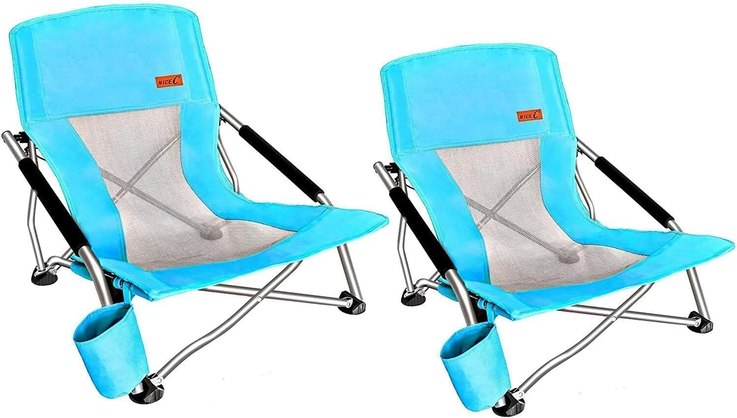 Special C Low Beach Camping Folding Chair, Compact Backpacking River Sand Chair for Adults 2 Pack, Festival (2 Pack Blue) - Image 4