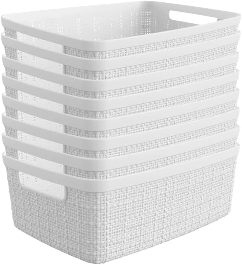 Special Curver Set of 4 Large Cube 17L Jute Decorative Plastic Organization and Storage Baskets, Perfect Bins for Home - Image 7