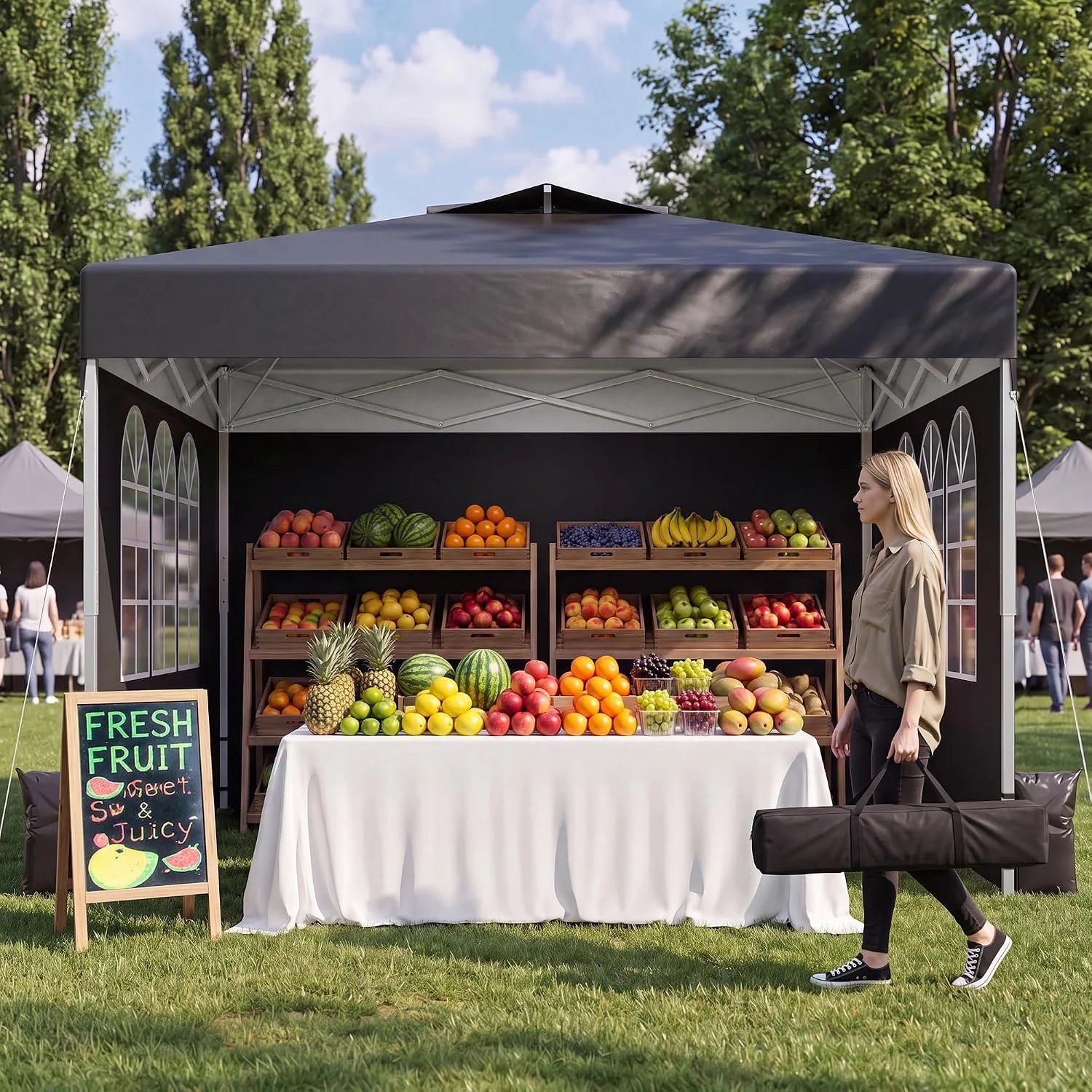 Special Ponevora 10×10 One Push Pop Up Canopy Tent with Vented Roof, White - Image 4
