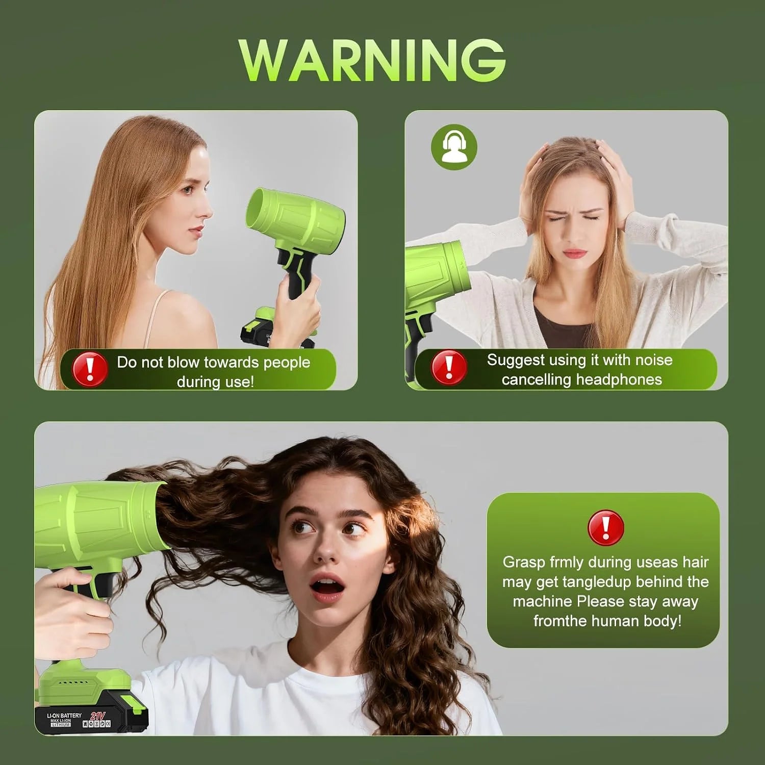 Special Blower 2×6.0Ah Battery & Charger, Electric Cordless Leaf Blower(Green) – For Yard Cleanup - Image 7