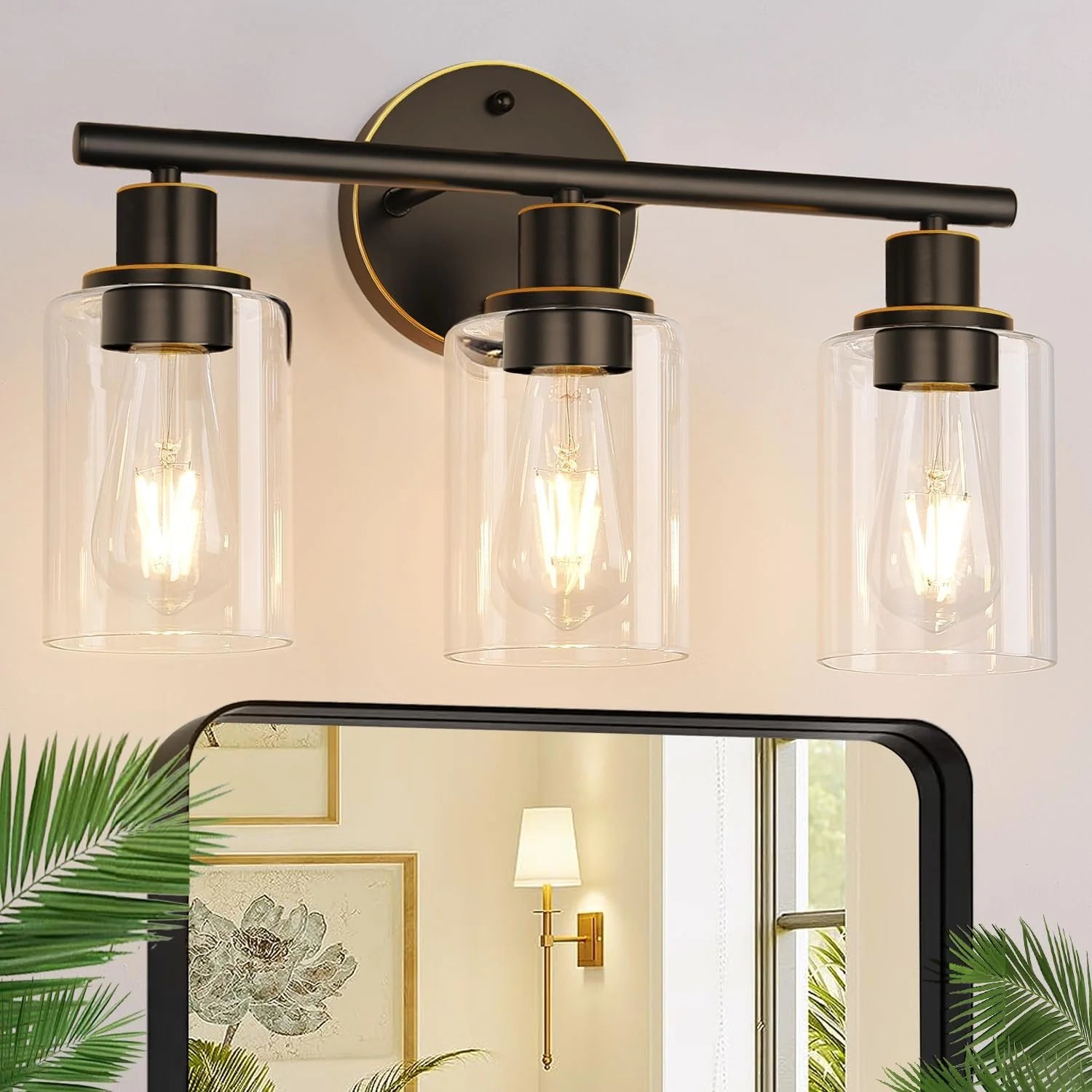 Special Zarbitta 3-Light Bathroom Light Fixtures, 17.23 Black Modern Vanity Lights with Clear Glass Shade - Image 5