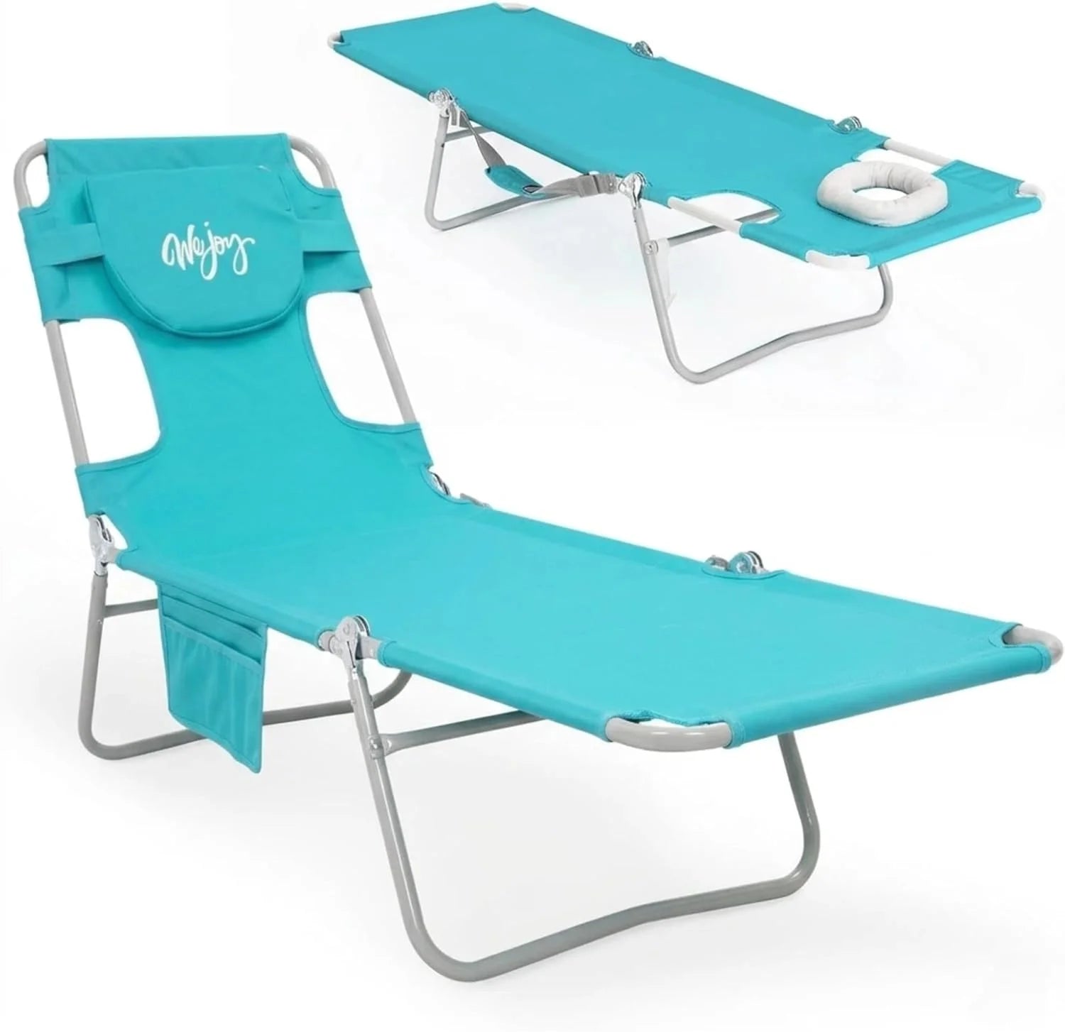 Special WEJOY Folding Tanning Chair with Face Hole, 5-Position Face Down Beach Lounge Chair for Sunbathing - Image 4