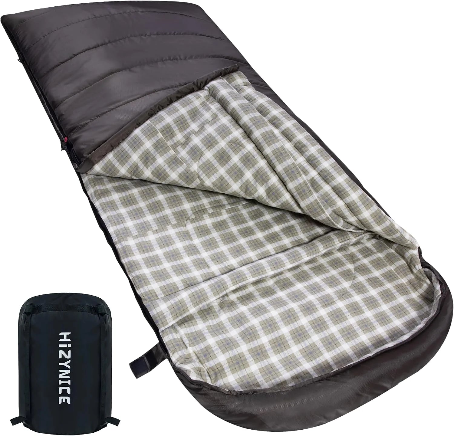 Special HiZYNICE Cold Weather Sleeping Bag 100% Cotton Flannel XXL for Adults Big and Tall, Free Compression Sack