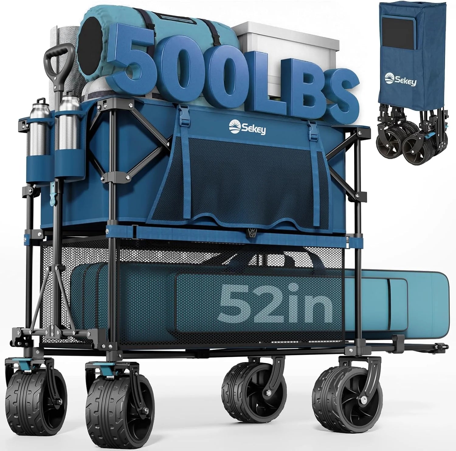 Special Sekey 500LBS Heavy Duty Double Decker Wagon with Extender, 400L Large Capacity Collapsible Garden Cart Fits 10×10 Canopy - Image 7
