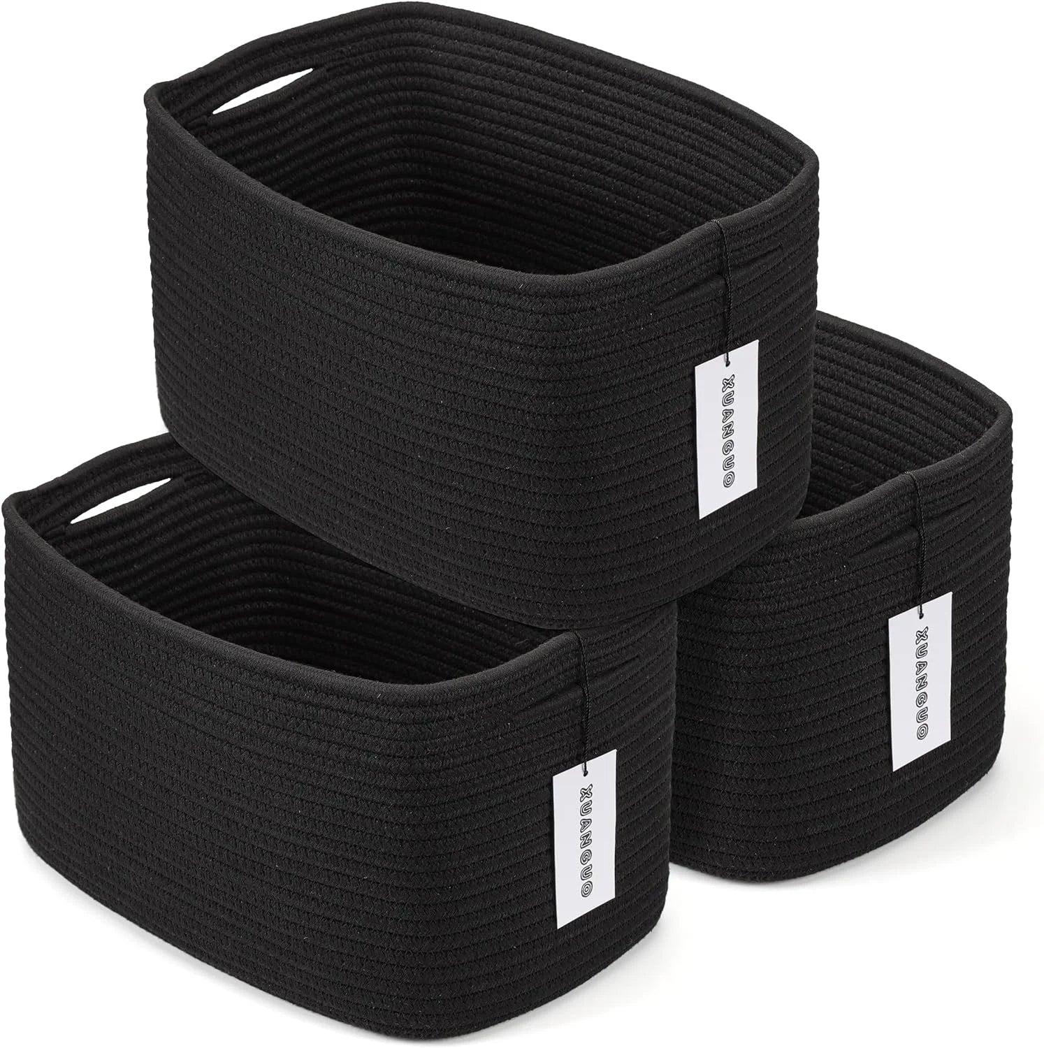 Special Cotton Rope Storage Baskets 15x10x9.3 3 Pack White, Decorative rectangular storage baskets for shelves - Image 6