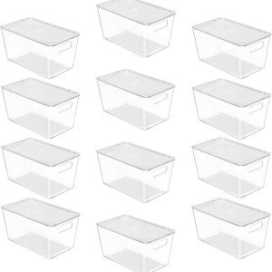 Special Clear Stackable Storage Bins with Lids and Handles, Large, BPA-free Plastic, Organize Vertically