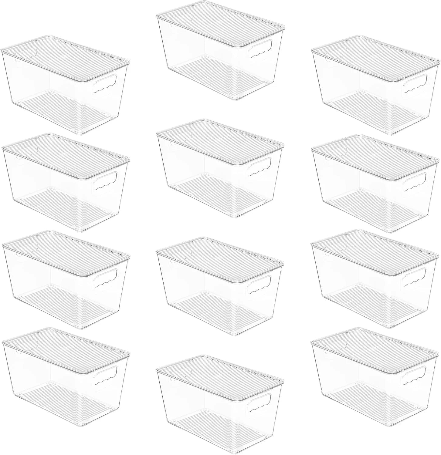 Special Clear Stackable Storage Bins with Lids and Handles, Large, BPA-free Plastic, Organize Vertically