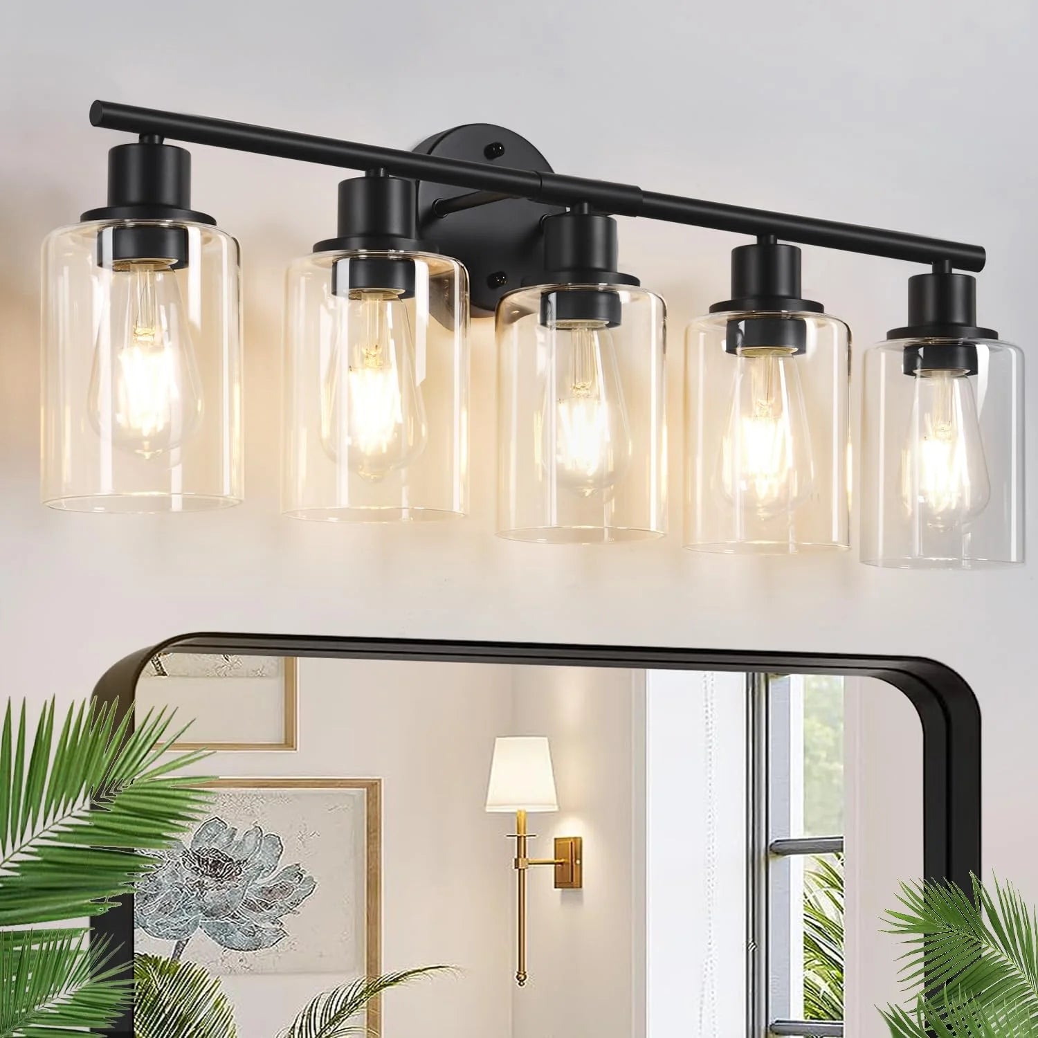 Special Zarbitta 3-Light Bathroom Light Fixtures, 17.23 Black Modern Vanity Lights with Clear Glass Shade - Image 9