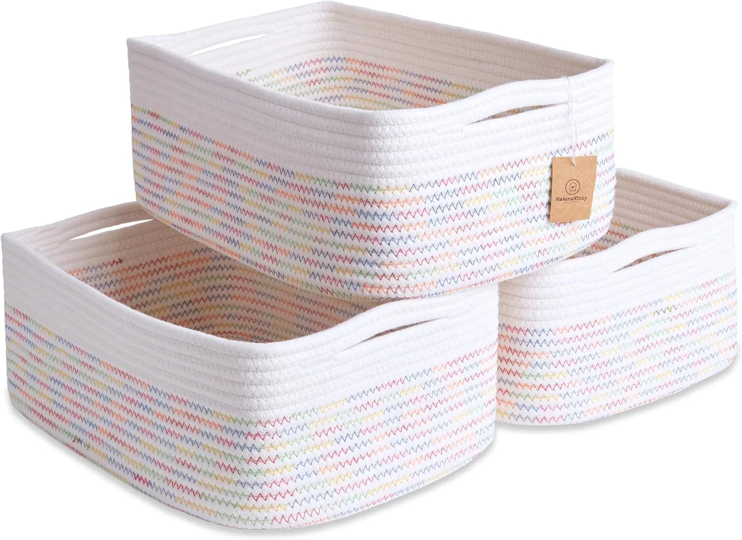 Special Woven Rope Baskets for Organizing, 3 Pack, 15.5 x 11 x 5.5 Storage Bins, Storage baskets and organizer bins - Image 3