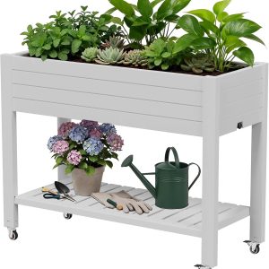 Special Bifanuo Plastic Elevated Planter Box with Legs & Wheels