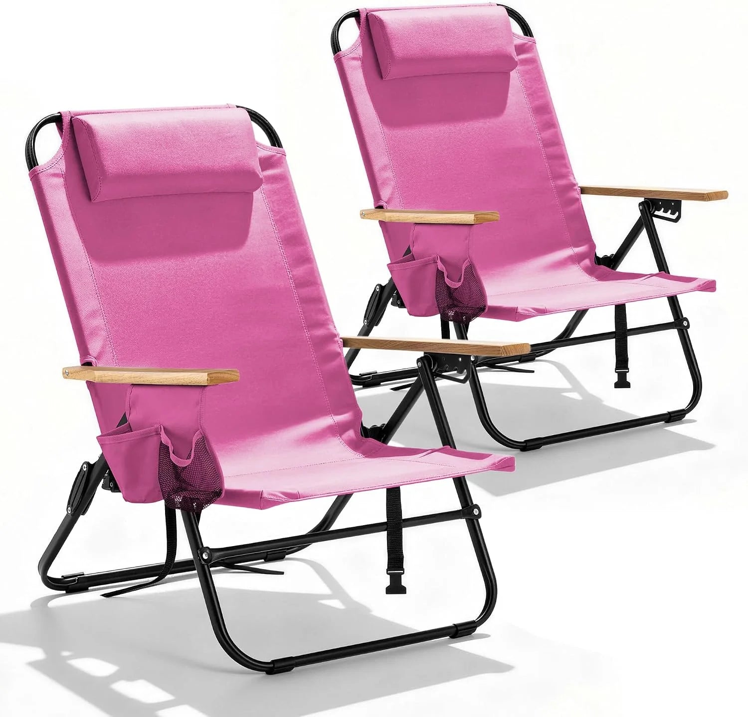 Special Canpsky 2 Pack Premium 5-Position Reclining Camping Chair, Portable Folding Lightweight Outdoor Chair with Wooden - Image 8