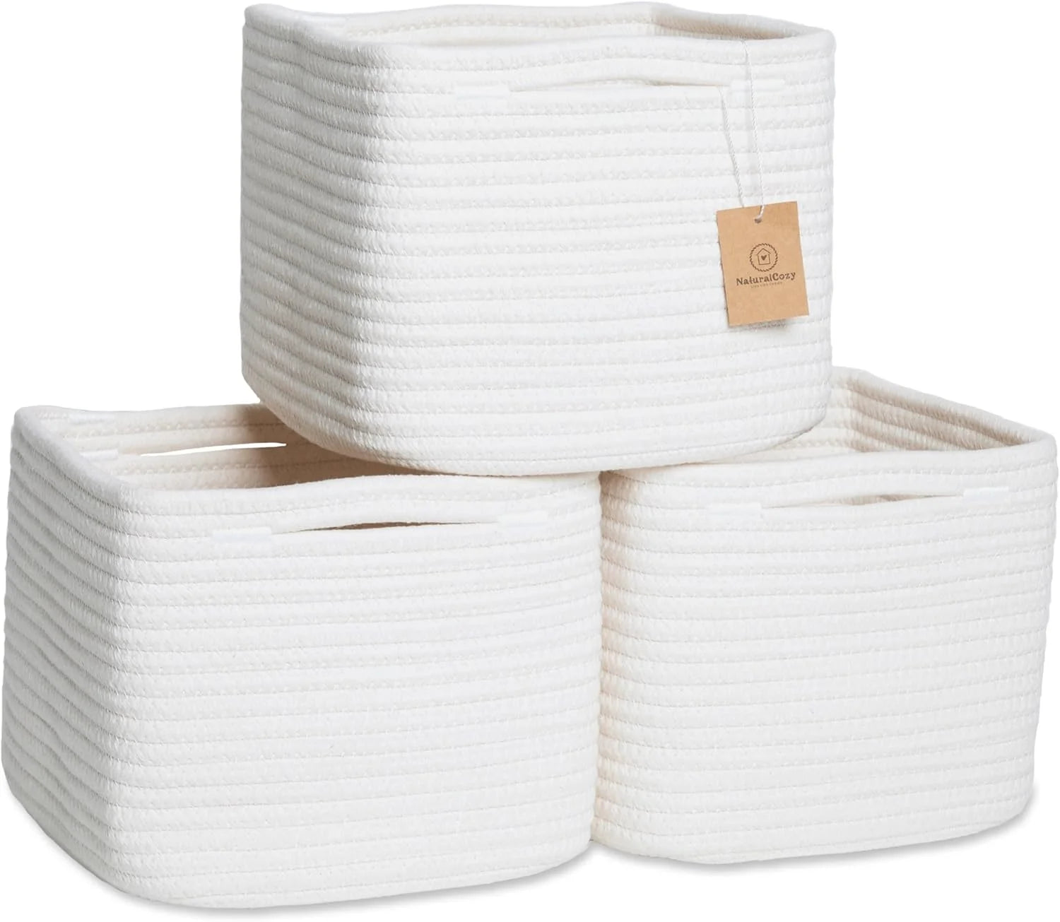 Special NaturalCozy Storage Cubes 9”x9”x7”Cotton Rope Woven Baskets for Organizing 3-Pack, 9 Inch Cube Storage Bin, Small - Image 6