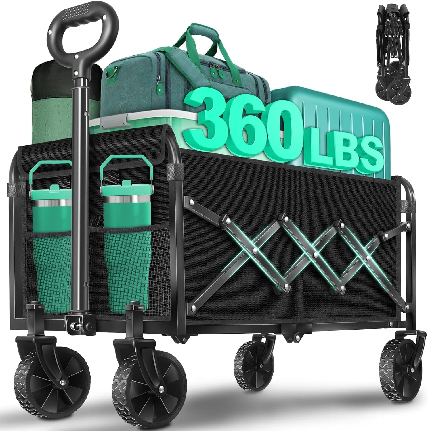 Special Collapsible Wagon Cart with Wheels Foldable, 360 Lbs Heavy Duty Folding Utility Wagon - Image 4
