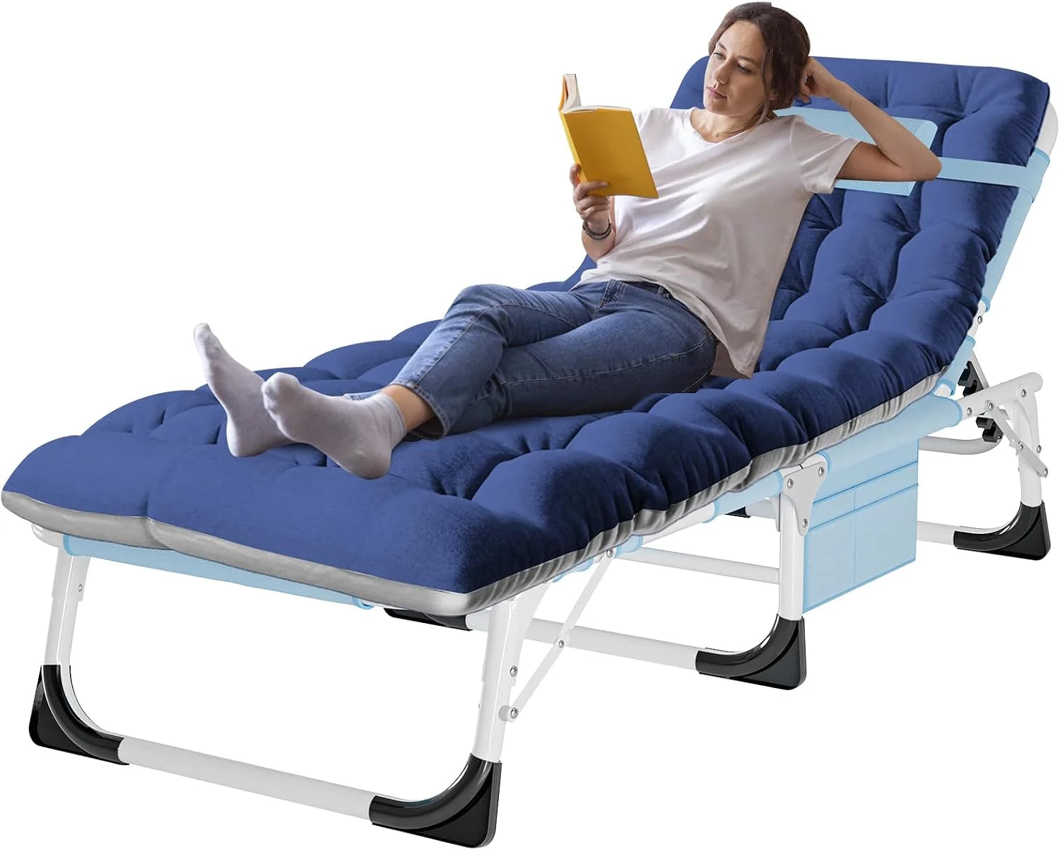 Special Heavy Duty Tanning Chair, Outdoor 5-Position Folding Chaise Lounge Chair with Pad, Portable Beach Lounge Chair - Image 19