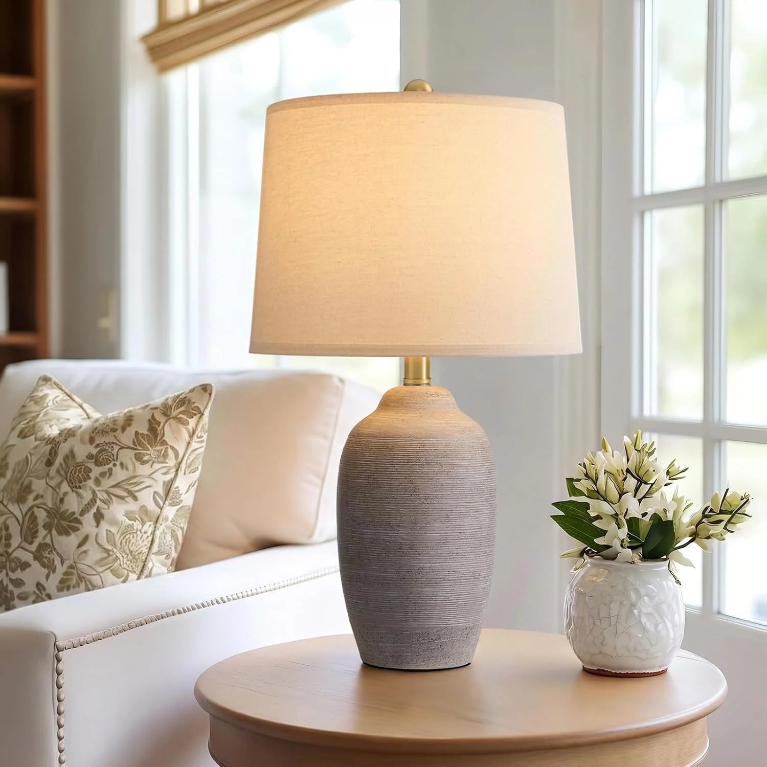 Special 24.5 Vintage Ceramic Table Lamp Single-Rustic Boho Accent Nightstand Lamps - Image 2