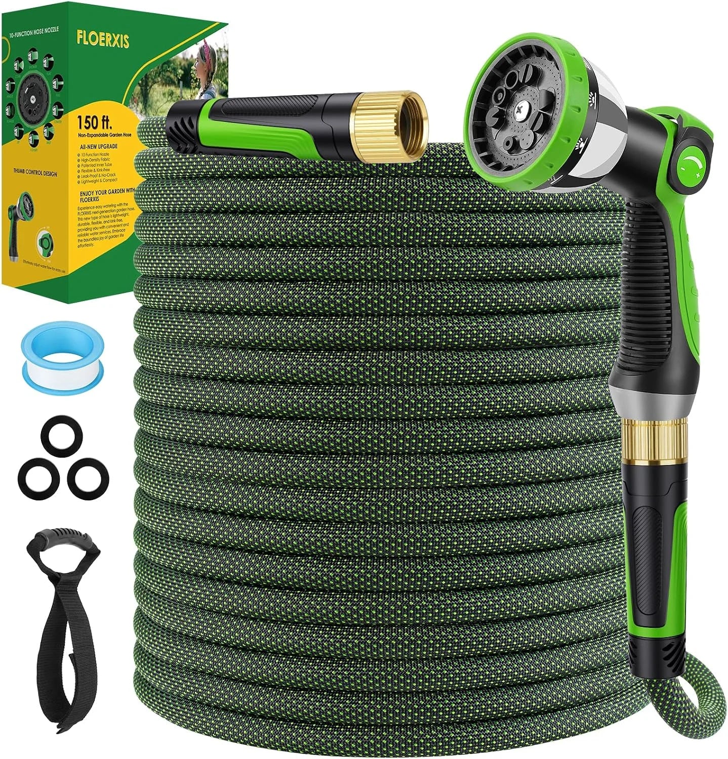 Special Non-Expandable Garden Hose 100 FT, Lightweight Hose with 10 Function Spray Nozzle, 360° Swivel Connectors - Image 3