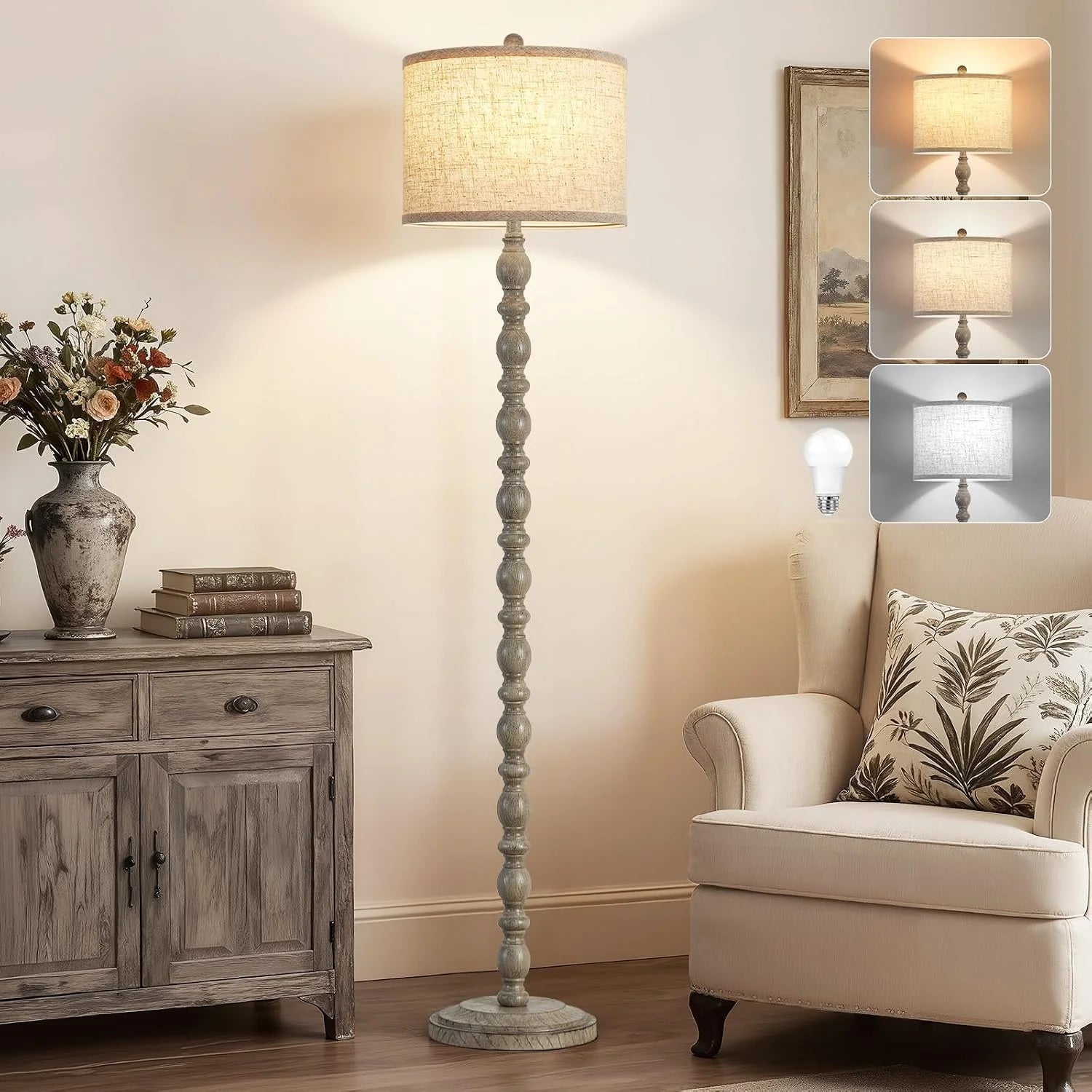 Special 62 Floor Lamp, Rotary Switch, Rustic Resin Tall Lamps for Living Room - Image 5