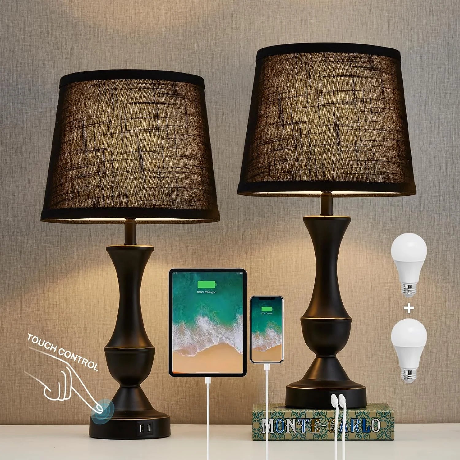 Special Luvkczc Table Lamp Set of 2, 19 Farmhouse Vintage Bedside Lamps for Living Room & Bedroom - Image 13