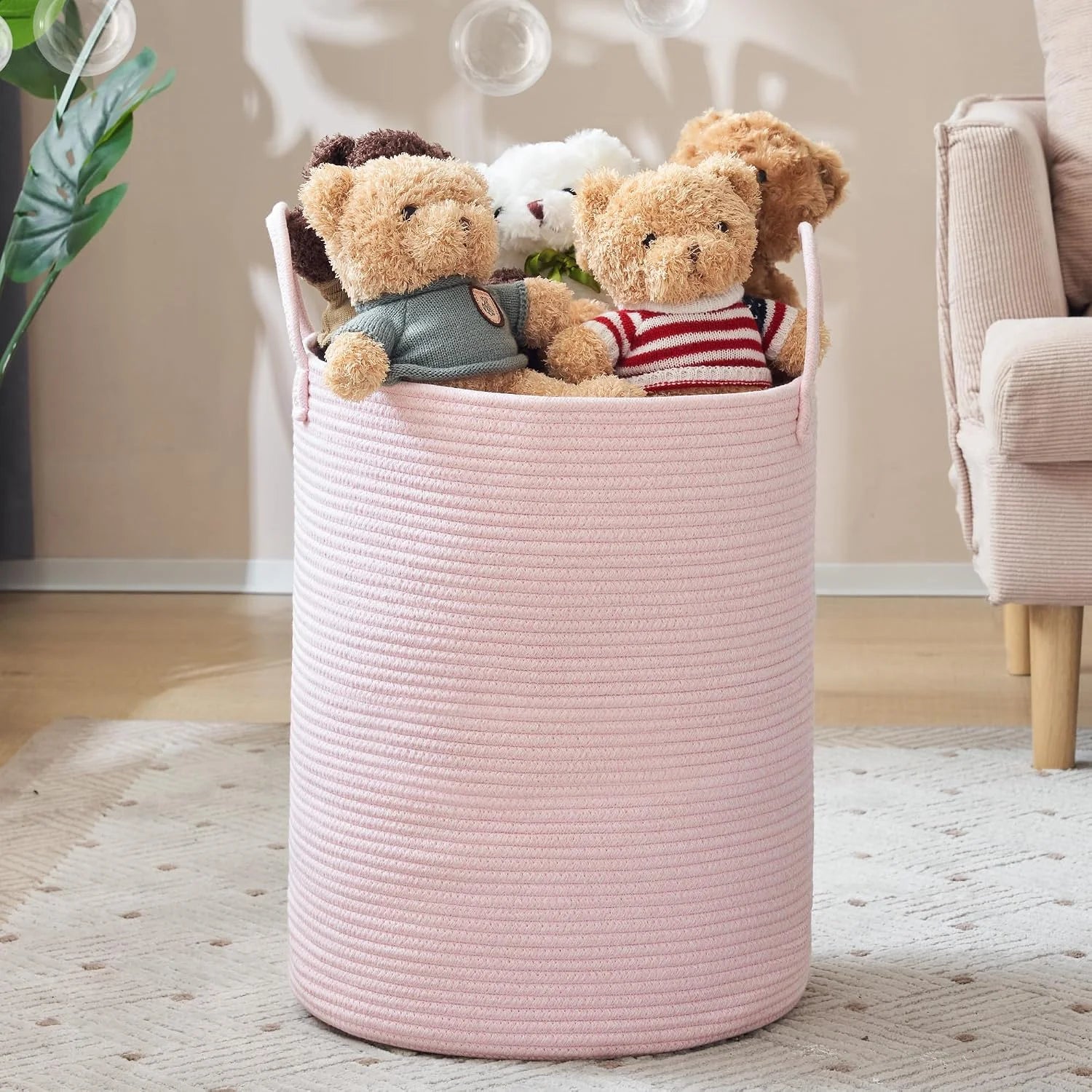 Special YOUDENOVA Jute Rope Laundry Hamper Basket, 58L Blanket Basket for Nursery, Large Woven Laundry Hamper with Sturdy - Image 11
