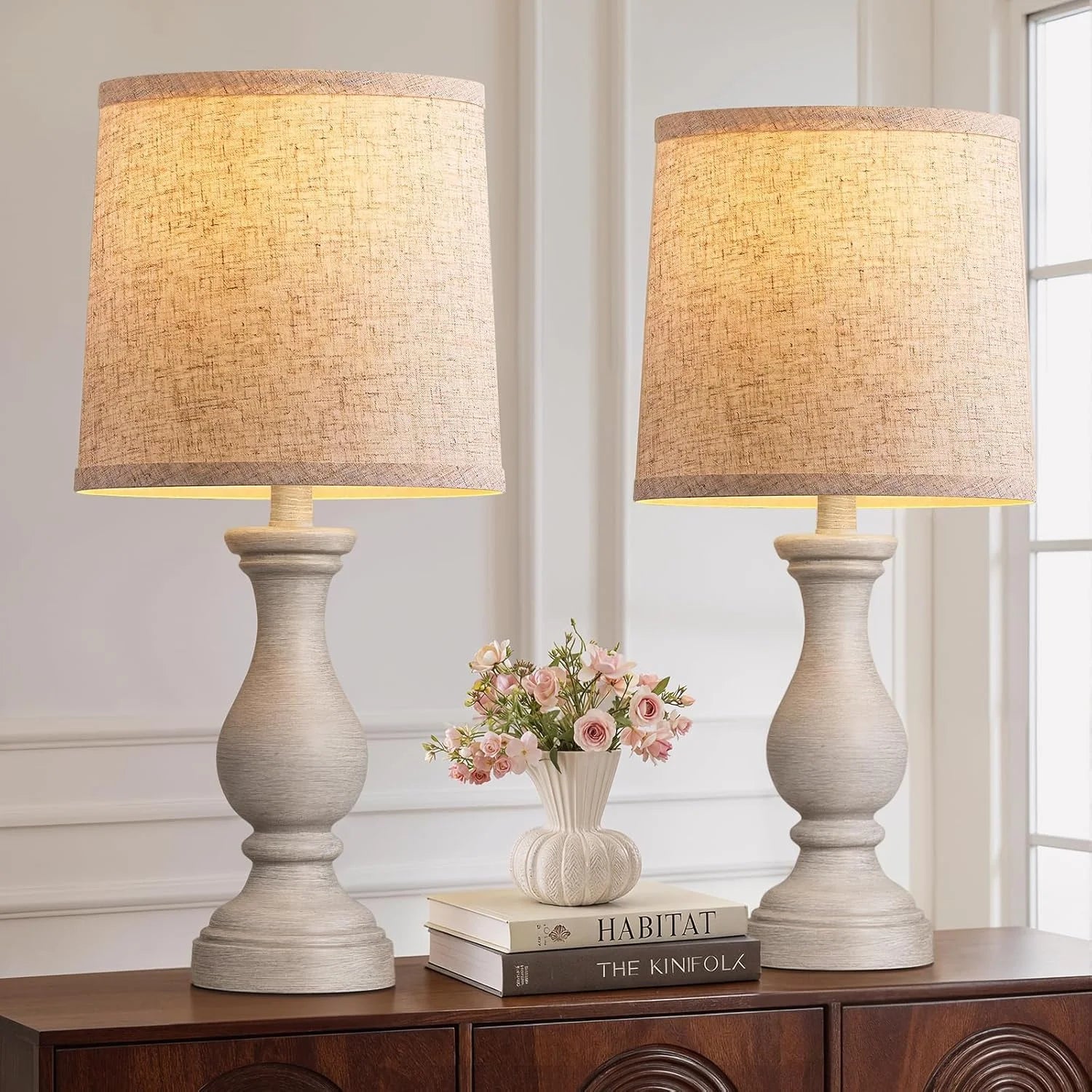 Special Farmhouse Table Lamps Set of 2, Rustic Lamp for Bedroom Living Room - Image 5