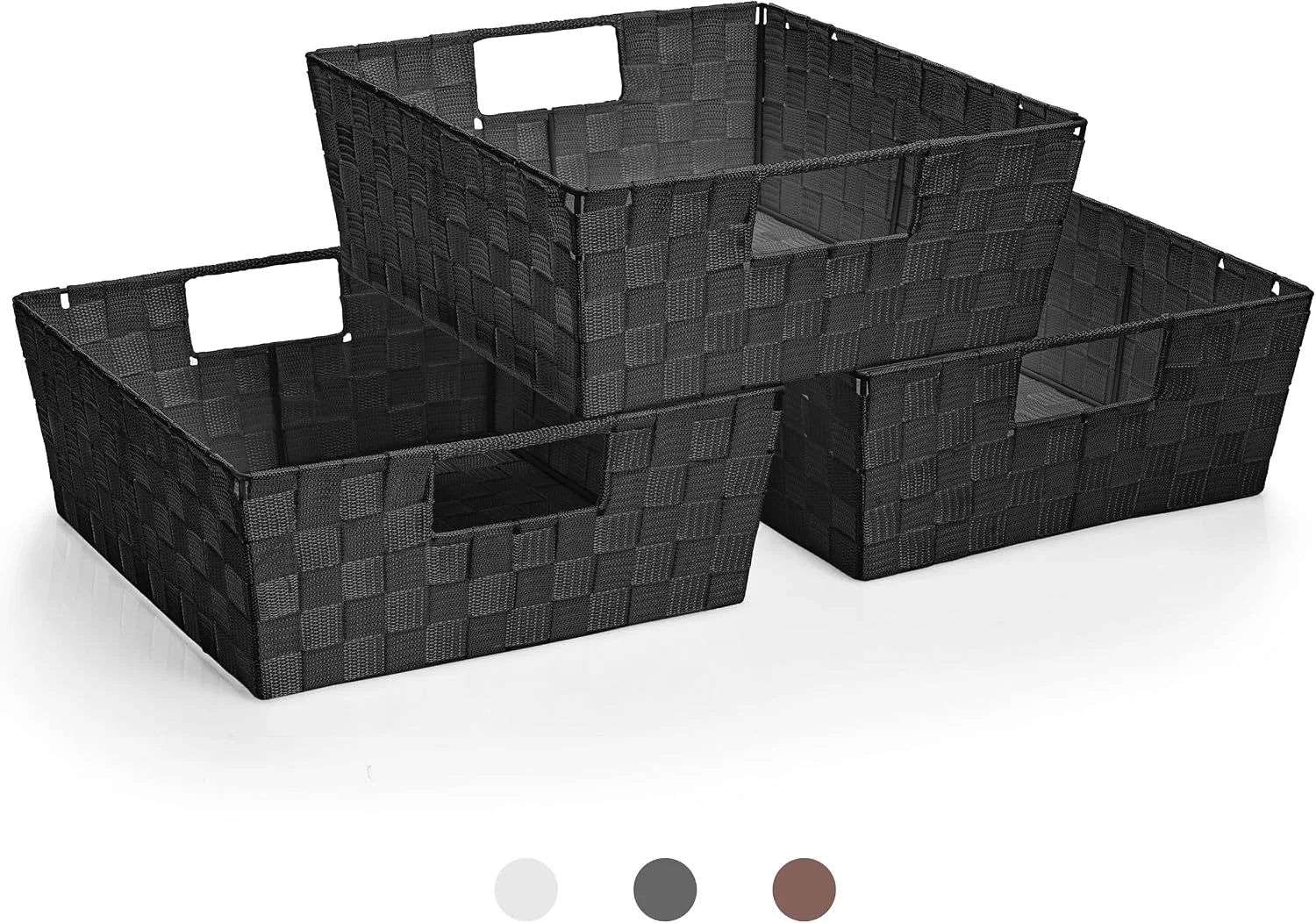 Special Set of 3 Large Woven Storage Baskets, Mesh Hand-Woven Organizing Baskets, Fabric Storage Bins for Linen - Image 2