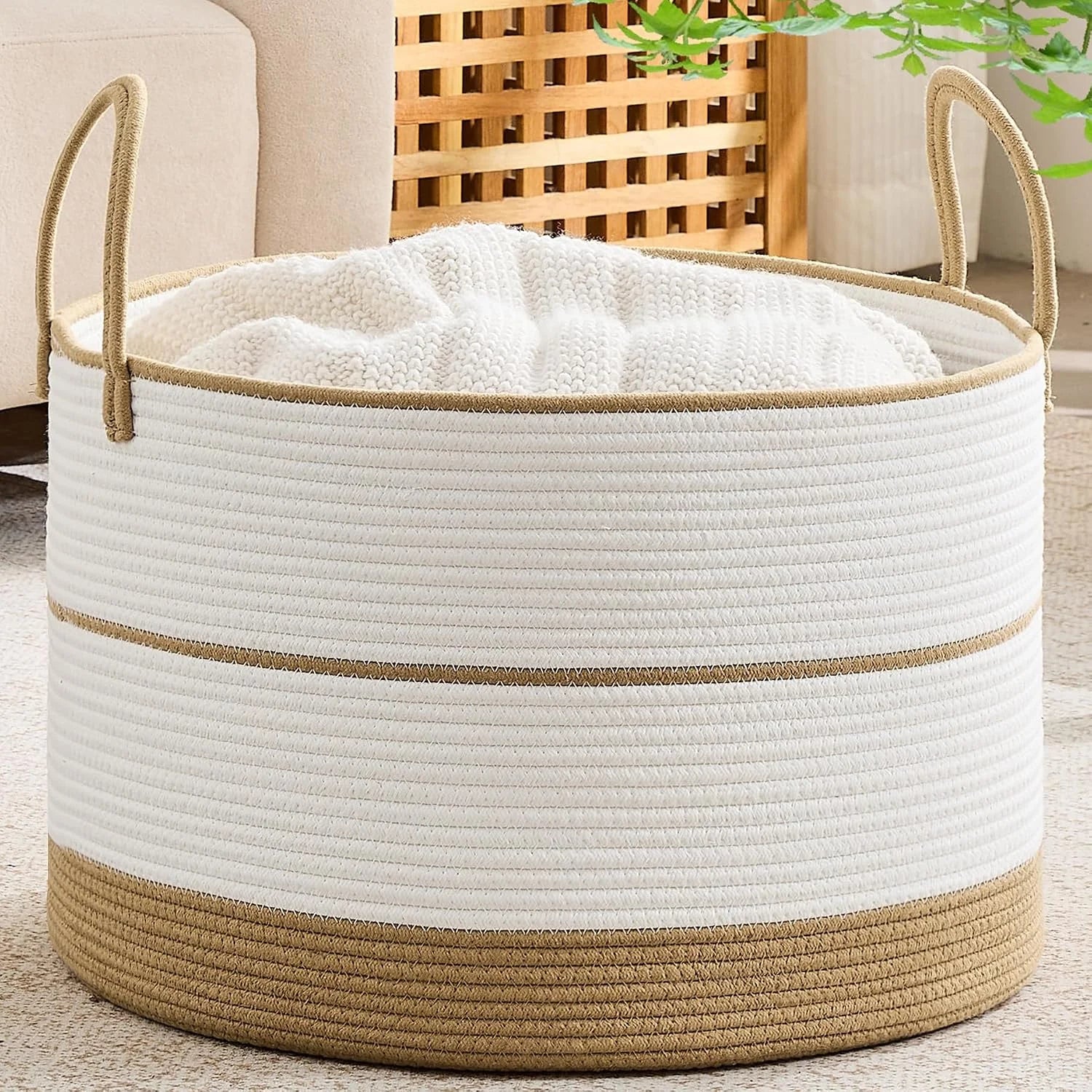 Special Large Blanket Basket with Handles, Storage Basket for Living Room, Extra Large Capacity, Blanket Storage, Laundry - Image 24