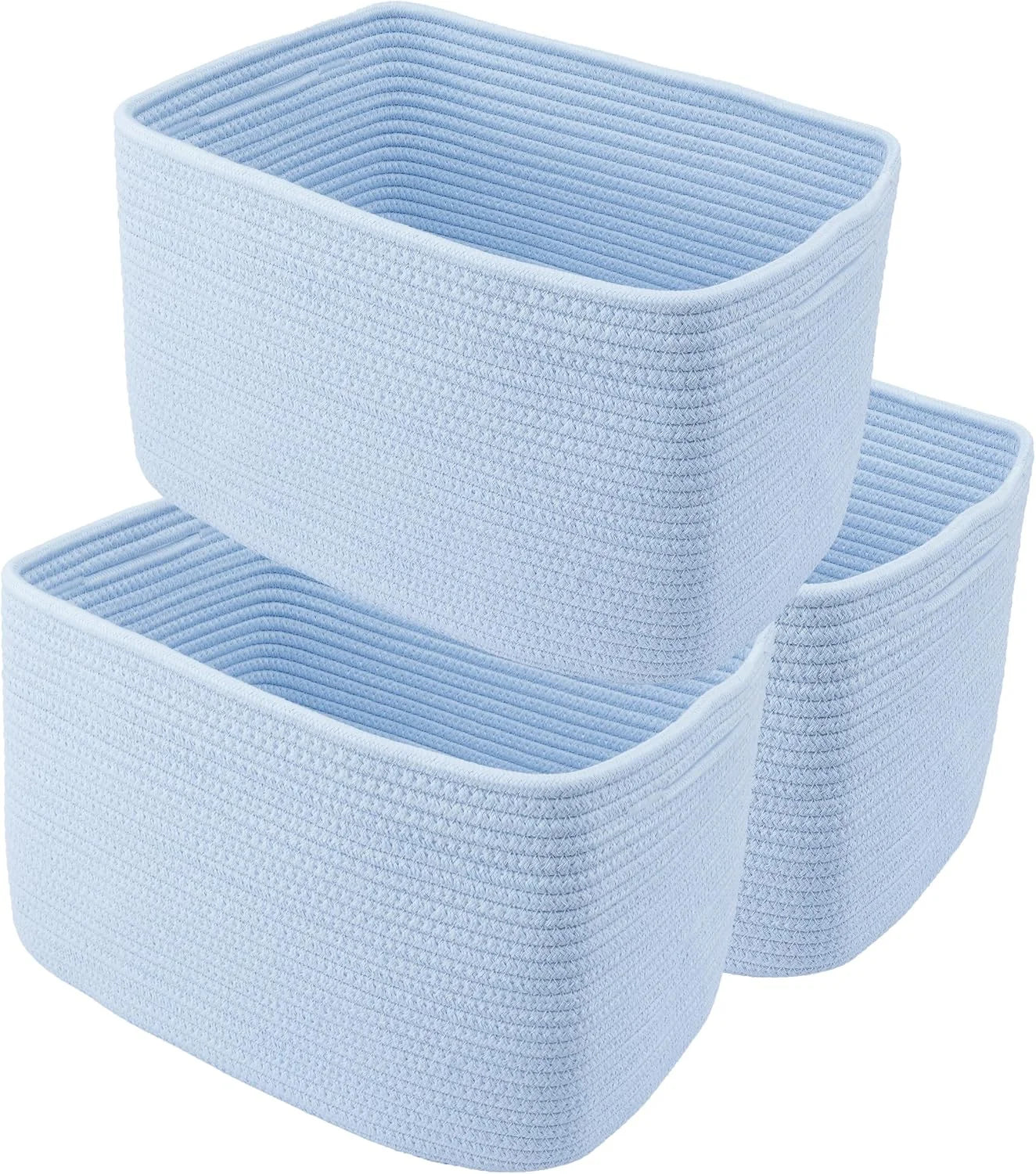 Special Cotton Rope Storage Baskets 15x10x9.3 3 Pack White, Decorative rectangular storage baskets for shelves - Image 3