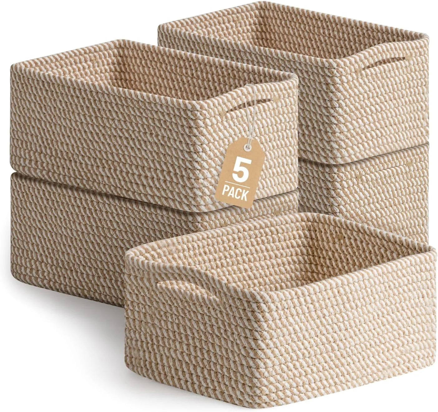 Special Small Woven Storage Baskets for Shelves, Gift Baskets Empty, 11.8×7.9×4.7, Decorative Cotton Rope Baskets - Image 2