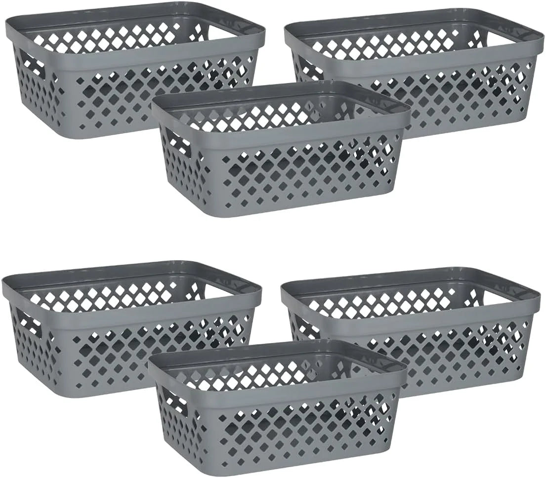 Special Plastic Baskets for Organizing, Set of 6, Pantry Storage for Under Counter, Linen Closet, and Bathroom, Nesting - Image 4